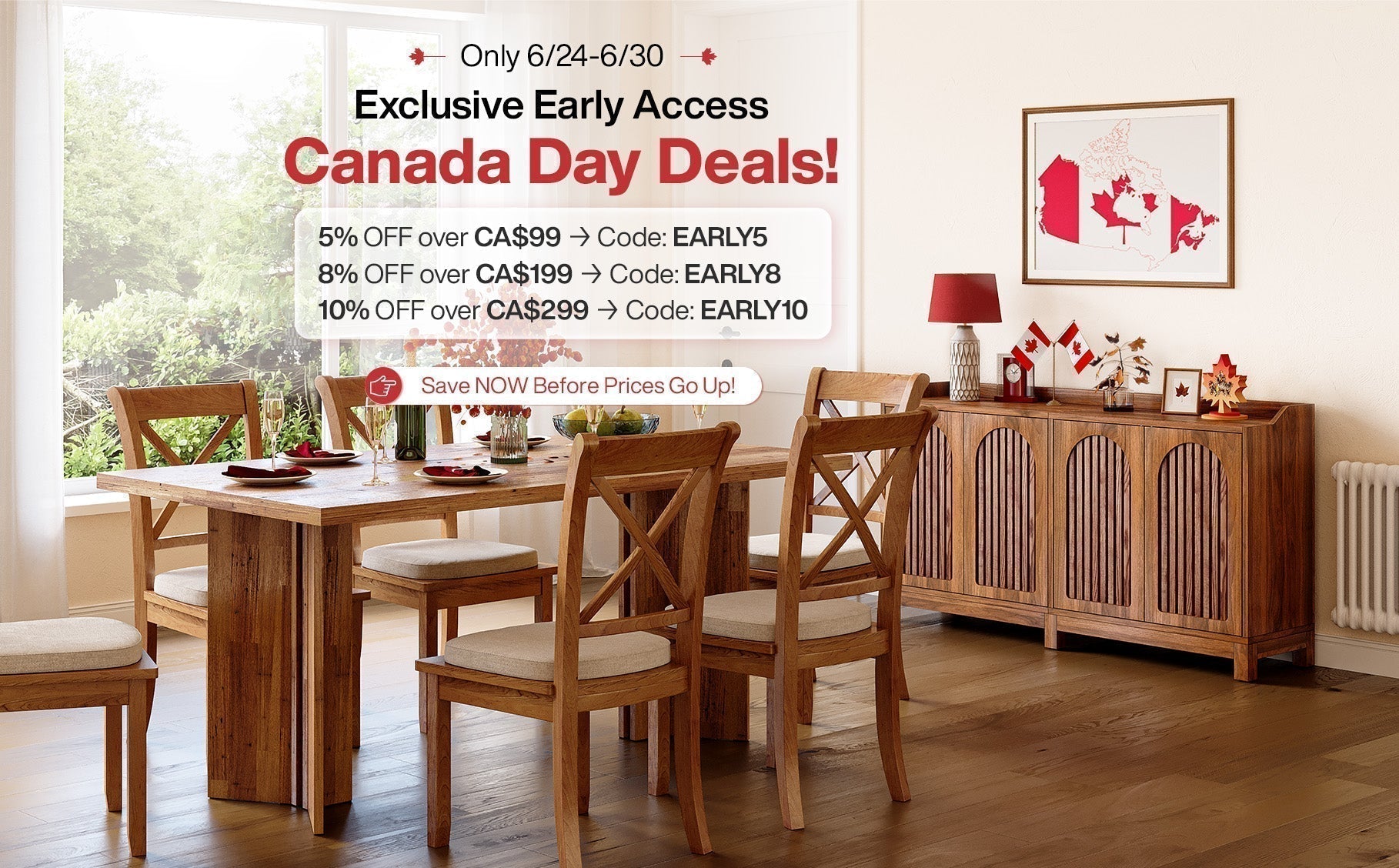 TribesignsCA: Early Access Canada Day Sale - Up to 10% Off Furniture!