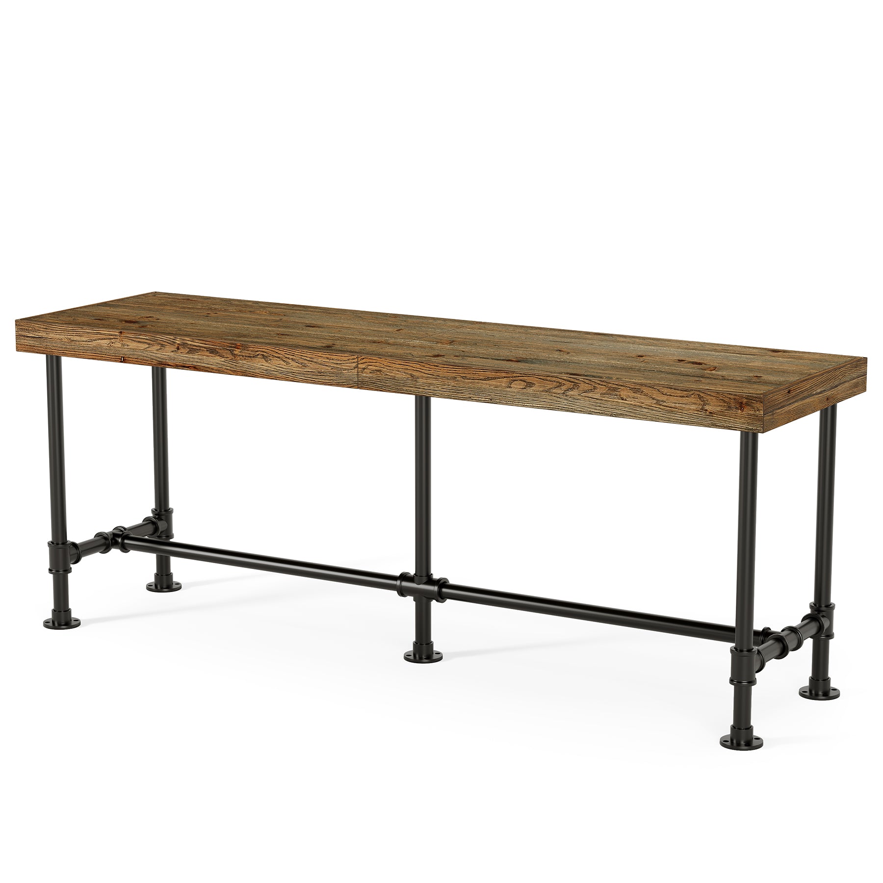 70.87" Solid Wood Bar Table for 6-8 People, Industrial Counter Height Pub Table