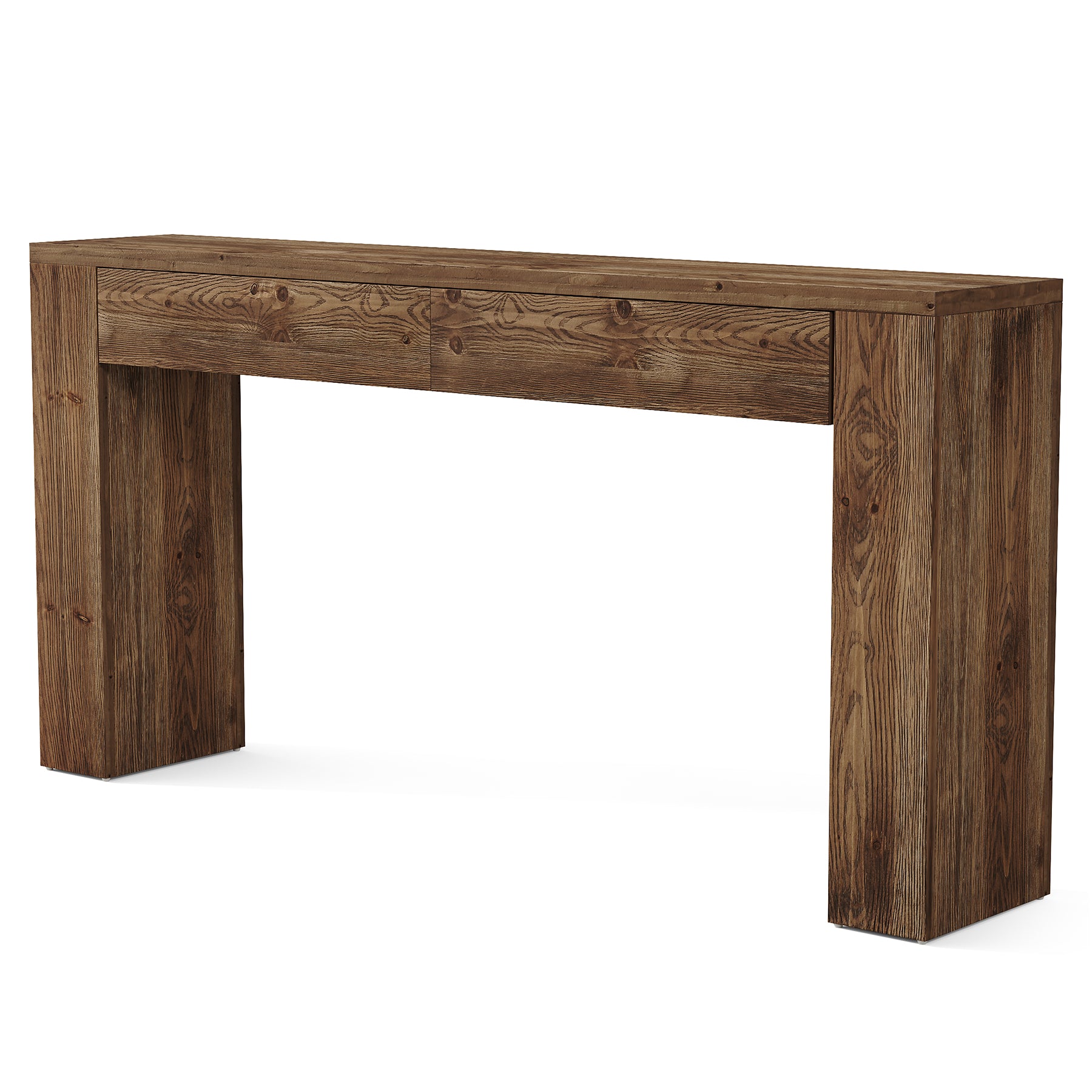 Solid Wood Console Table, 63" Entryway Sofa Table with 2 Drawers