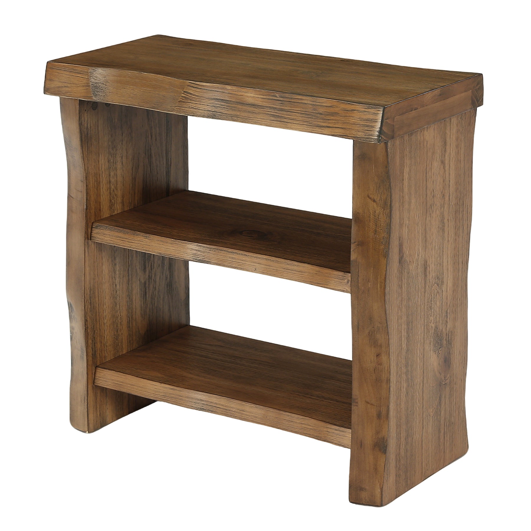 Solid Wood End Table, 3-Tier Live Edge Side Table for Bedroom