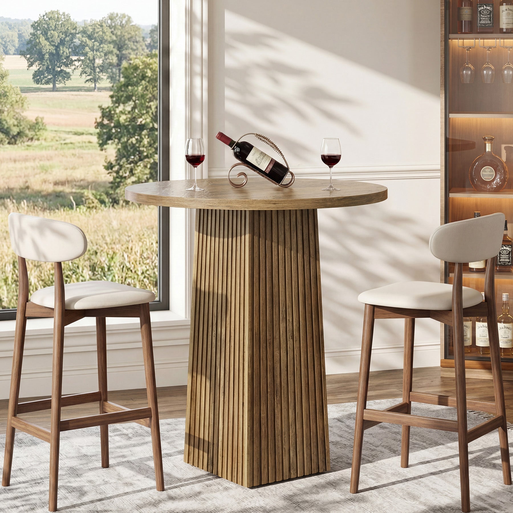 Round Bar Table, 31.5" Pub Table Dining Table for Dining Room, Kitchen