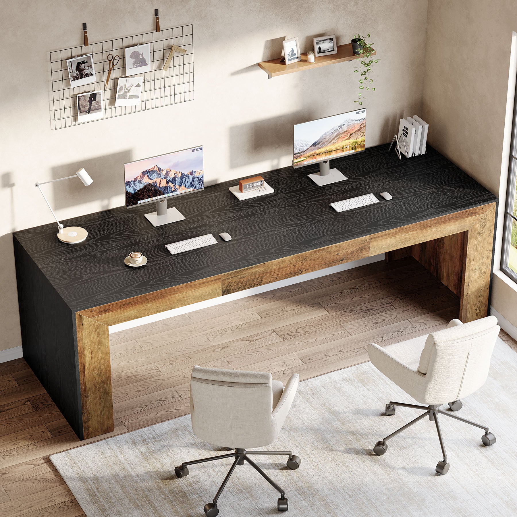 78.7" Computer Desk for 2 People, Farmhouse Executive Desk for Home Office