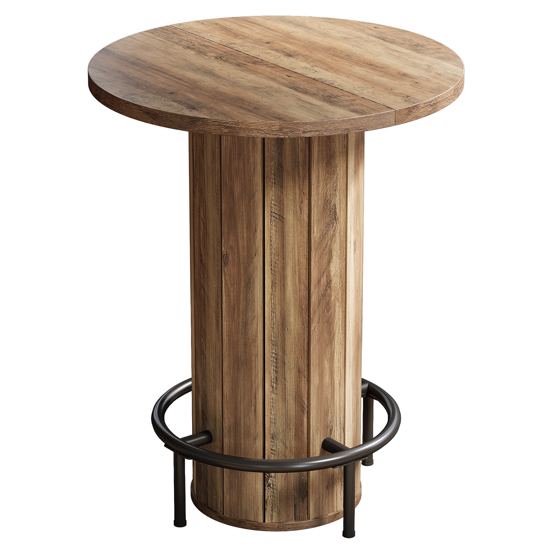 31" Bar Table, Round Bistro Pub Table with Footrest for Dining Coffee Cocktail Tribesigns