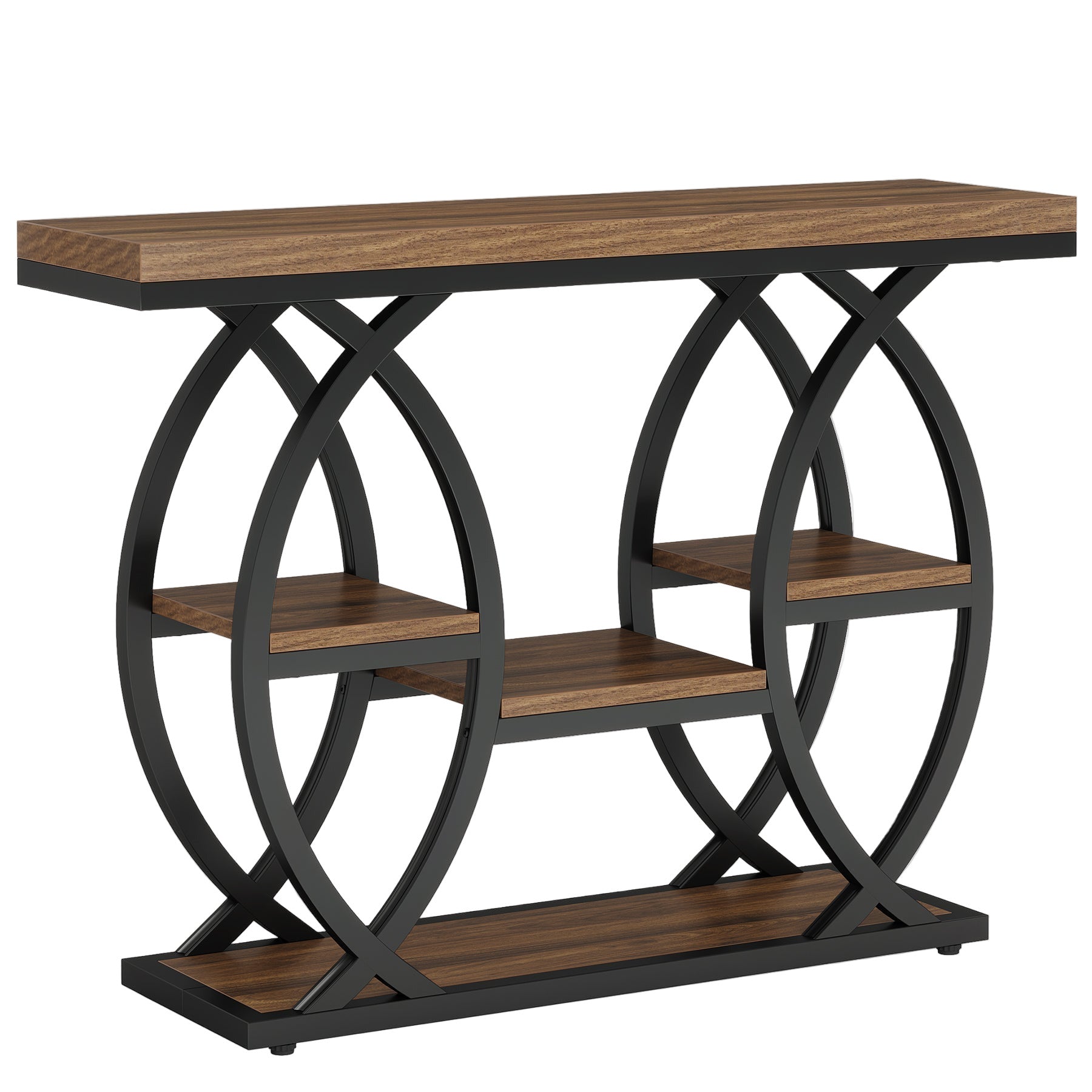 39" Console Table, 4 - Tier Sofa Table Entryway Table with Storage Shelves Tribesigns