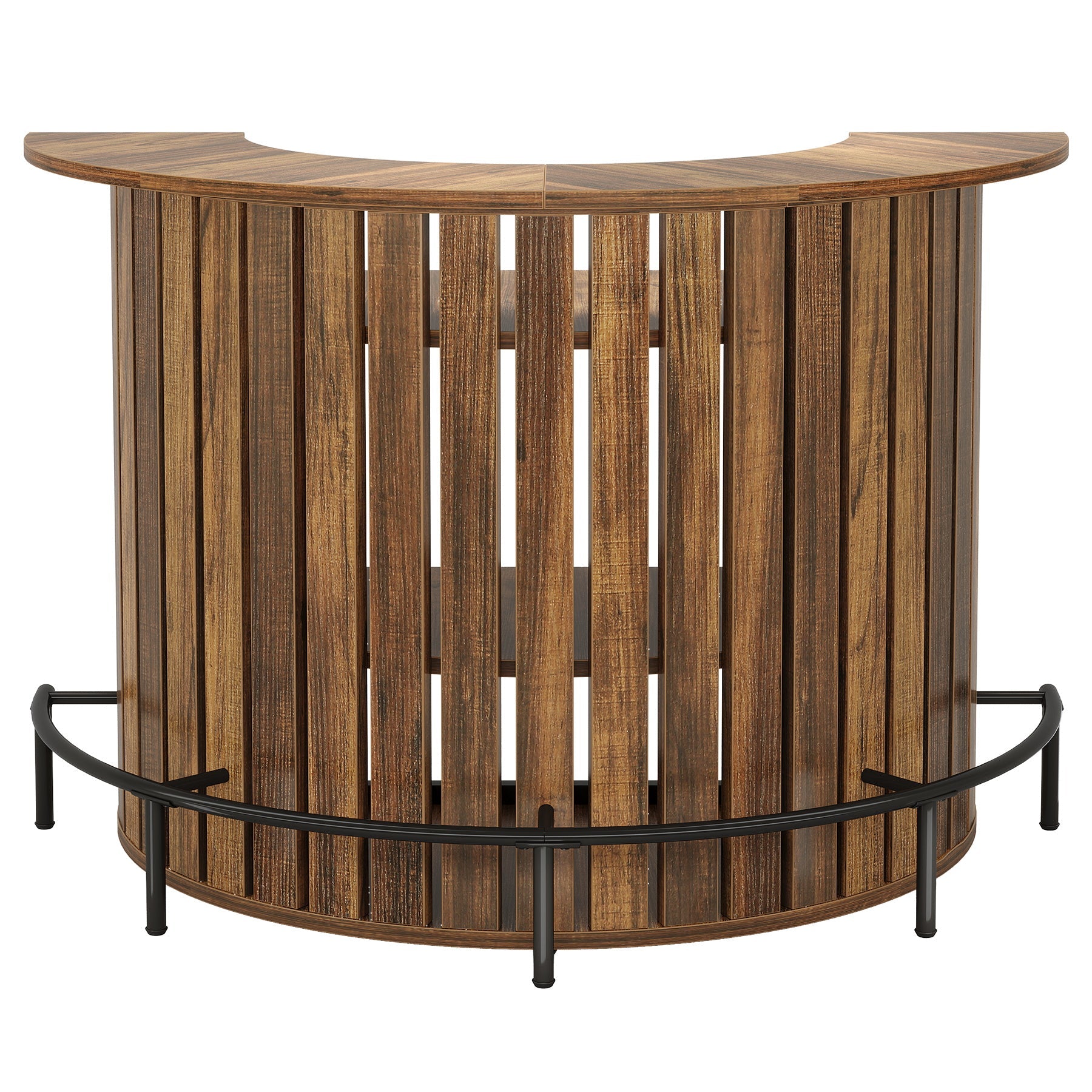 39.4" Bar Table, 4-Tier Arc-Shaped Wine Bar Cabinet with Footrest for Home Pub