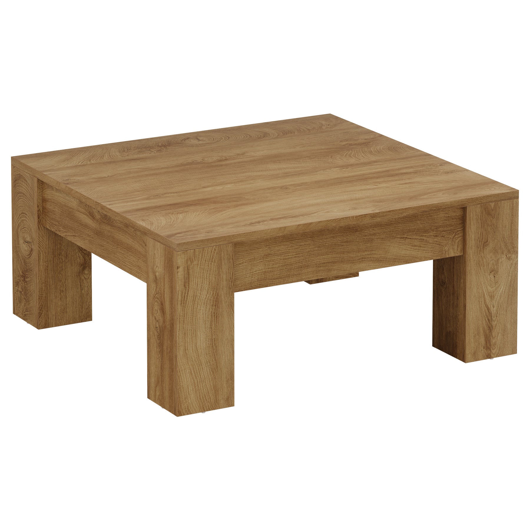 39" Square Coffee Table, Farmhouse Wood Coffee Table with Sturdy Legs