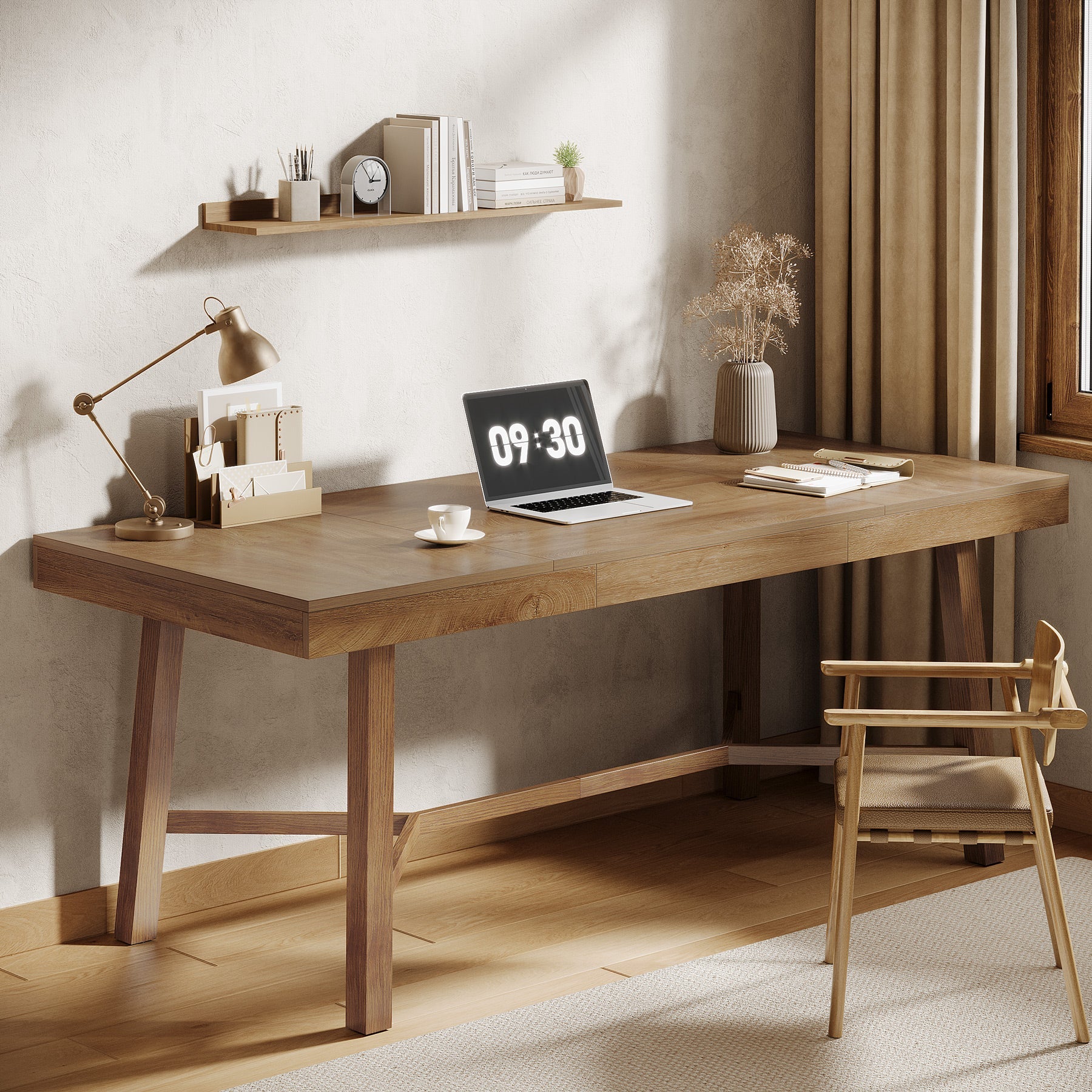 71" Executive Desk, Farmhouse Office Computer Desk with Sturdy Leg