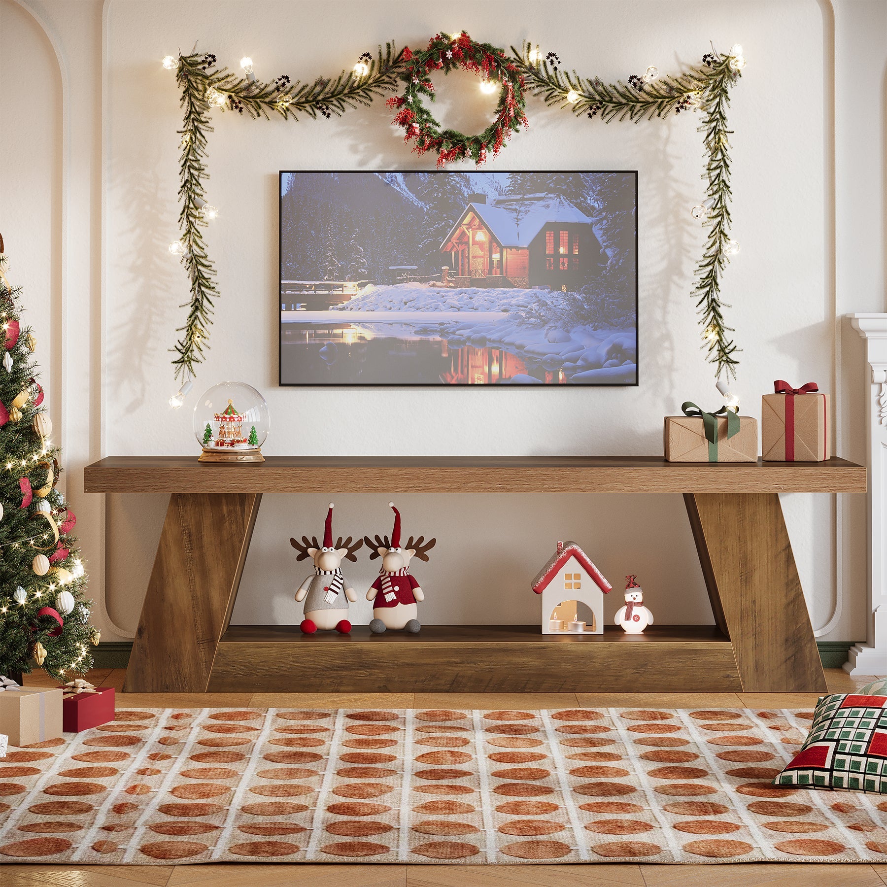 63" TV Stand for UP to 75" TVs, Media TV Console with Storage Shelves