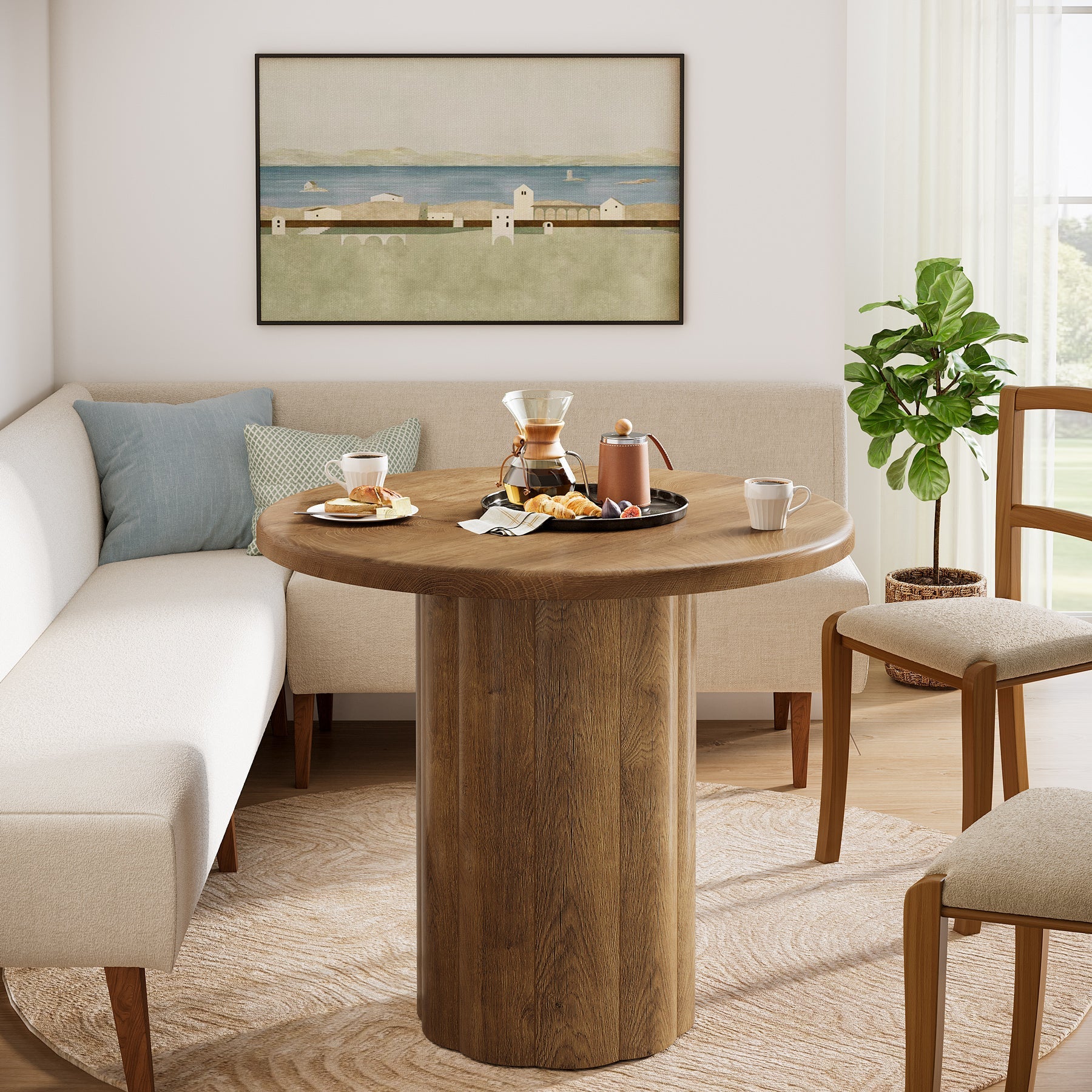 31.5" Dining Table, Small Round Kitchen Table with Sturdy Base for 2-4