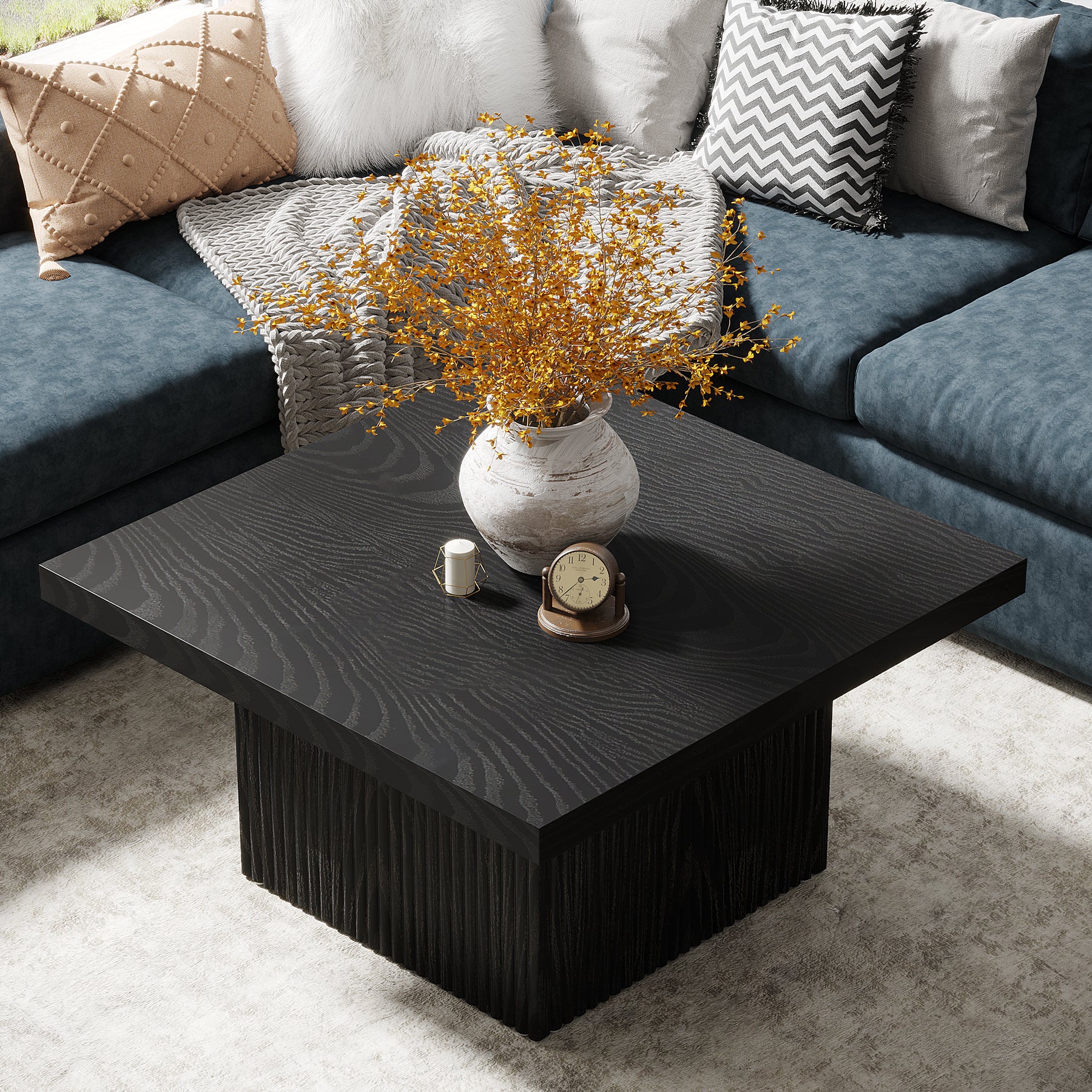 Square Coffee Table, 31.5-Inch Wood Center Table Cocktail Table