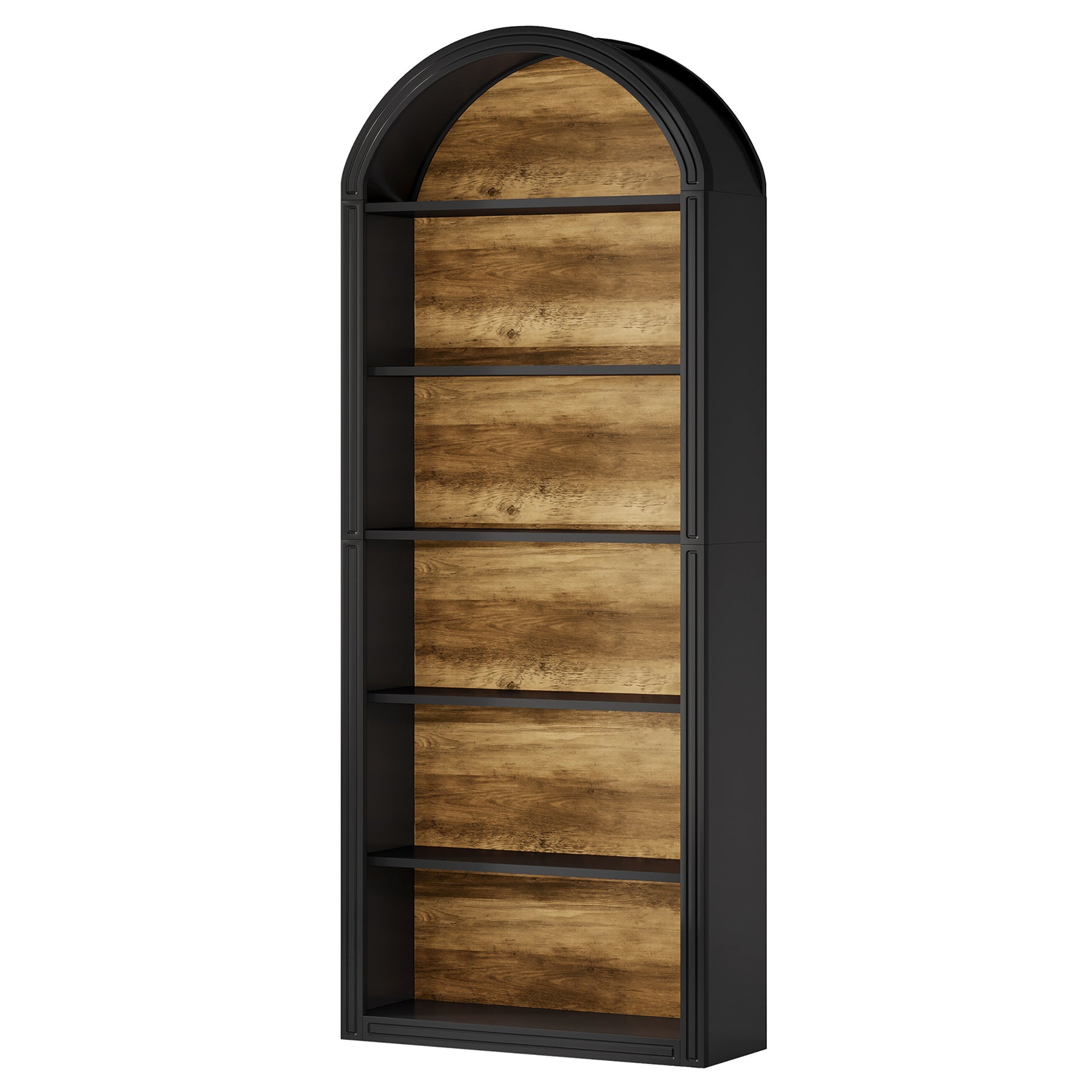 6-Tier / 8-Tier Bookshelf, Wooden Arched Bookcase Display Shelving Unit