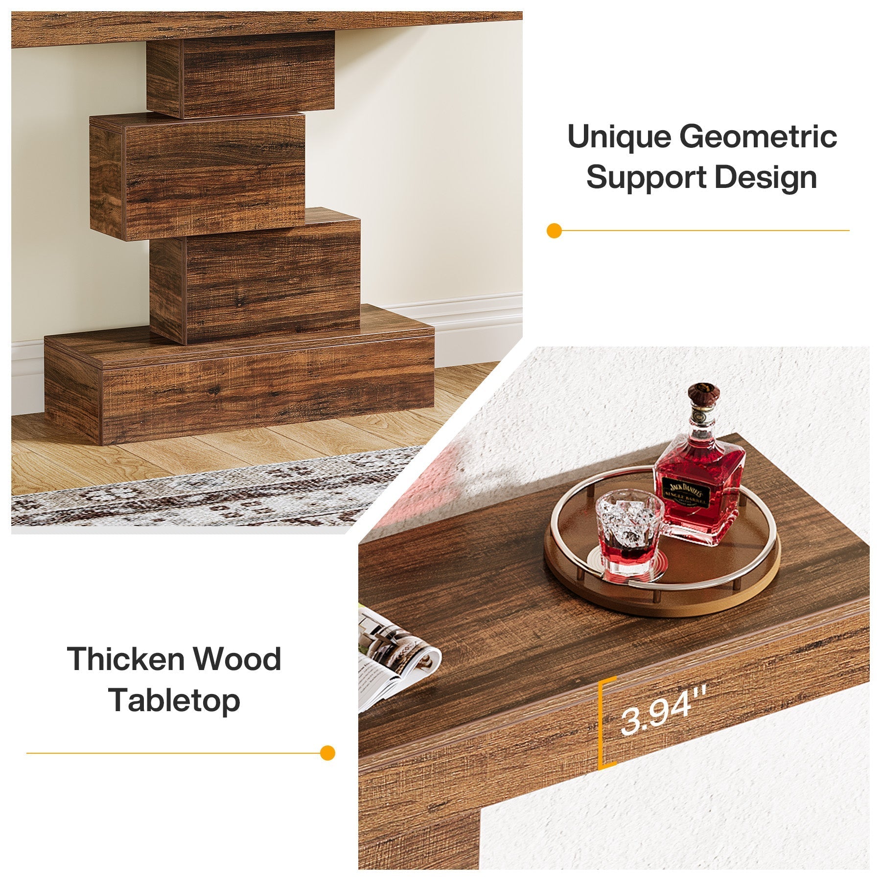 42" Console Table with Geometric Base Tribesigns