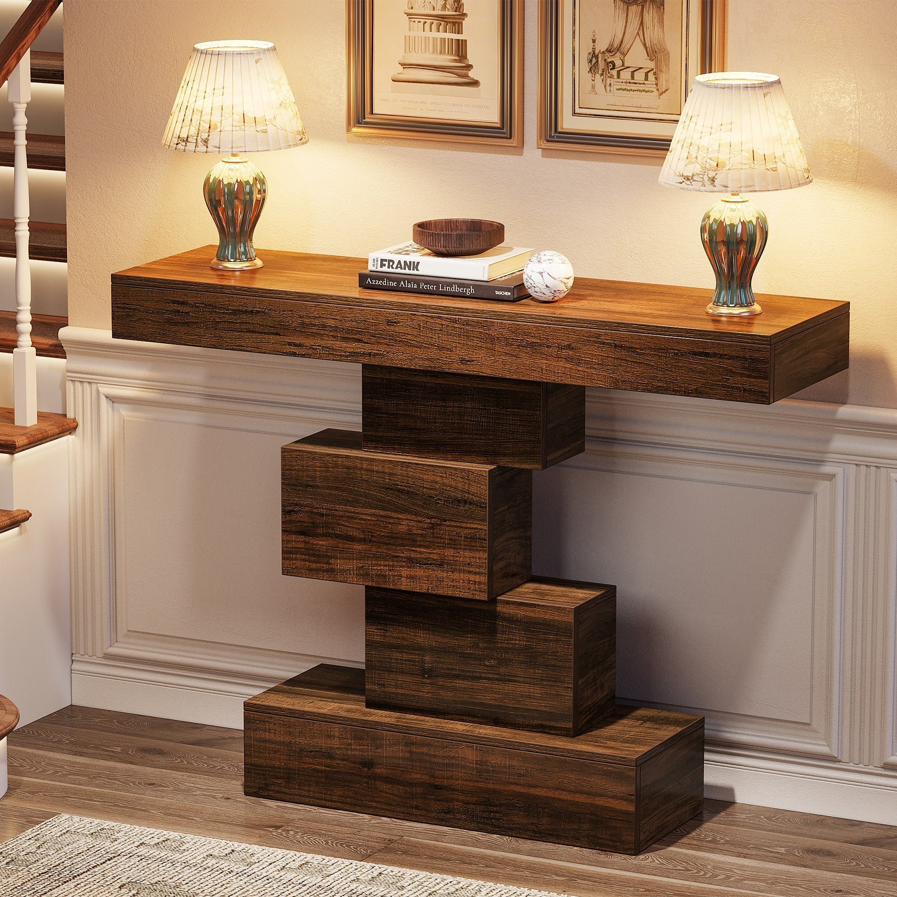 42" Console Table, geometric console table