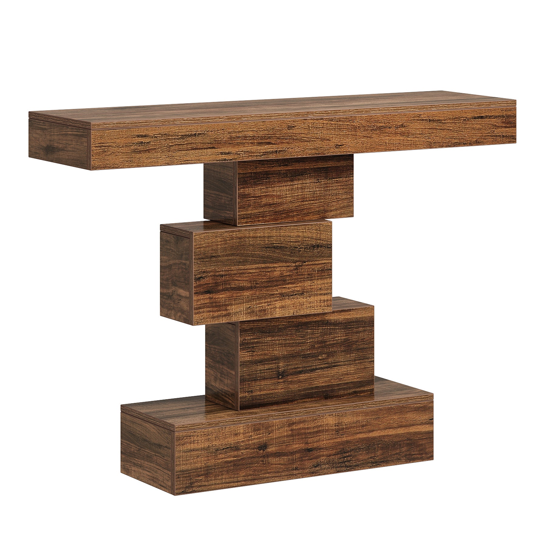 42 Inch Console Table, Narrow Entryway Table with Geometric Base