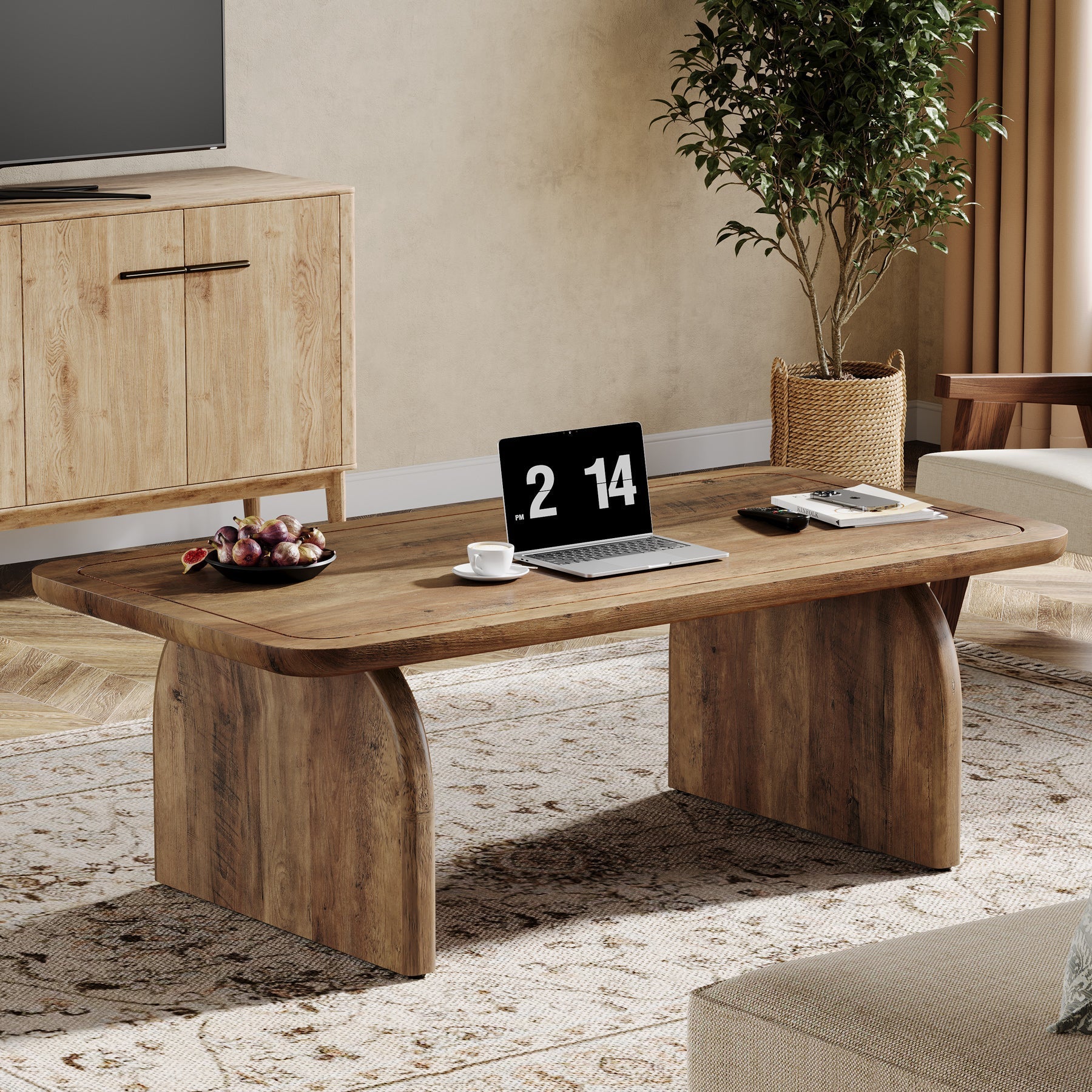 47" Coffee Table, Farmhouse Center Table Low Cocktail Tea Table Tribesigns