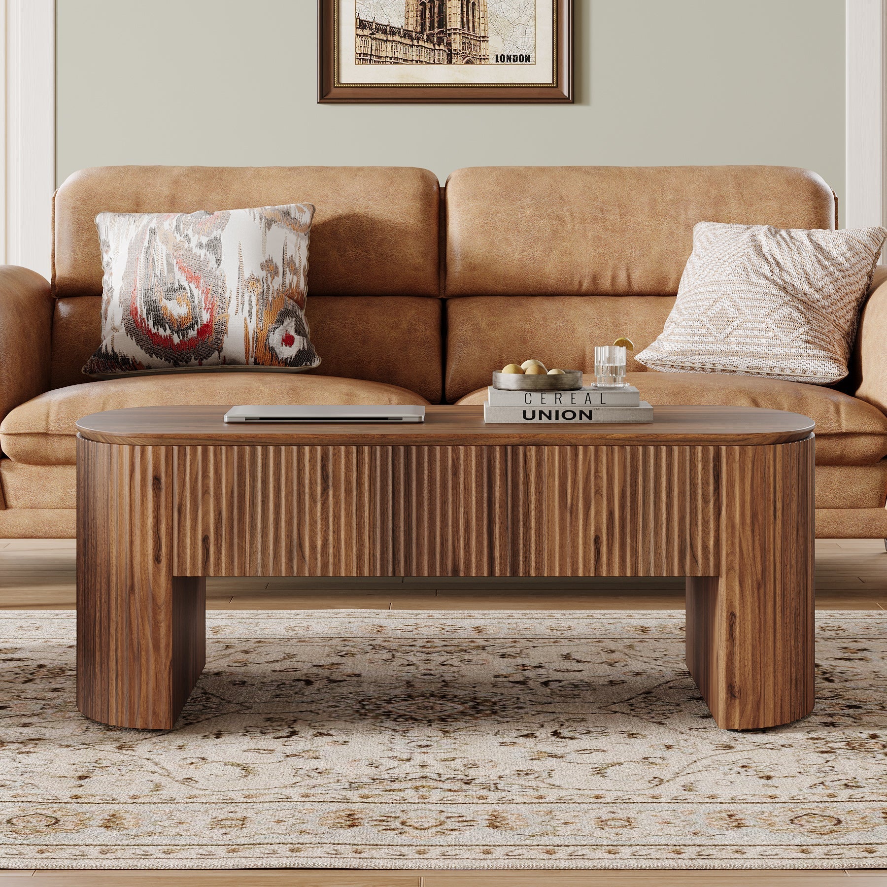 47" Coffee Table, Lift Top Accent Table With Hidden Compartment And Storage Shelf Tribesigns