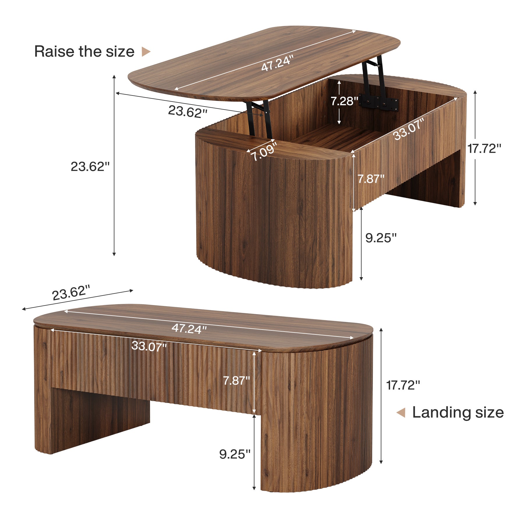 47" Coffee Table, Lift Top Accent Table With Hidden Compartment And Storage Shelf Tribesigns