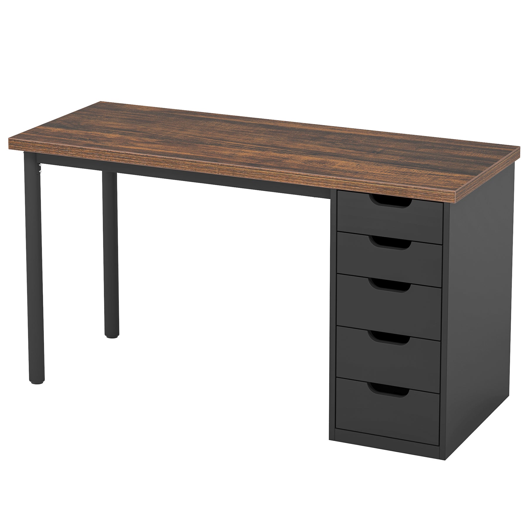 47" Computer Desk with 5 Drawers, Modern Study Table Writing Desk