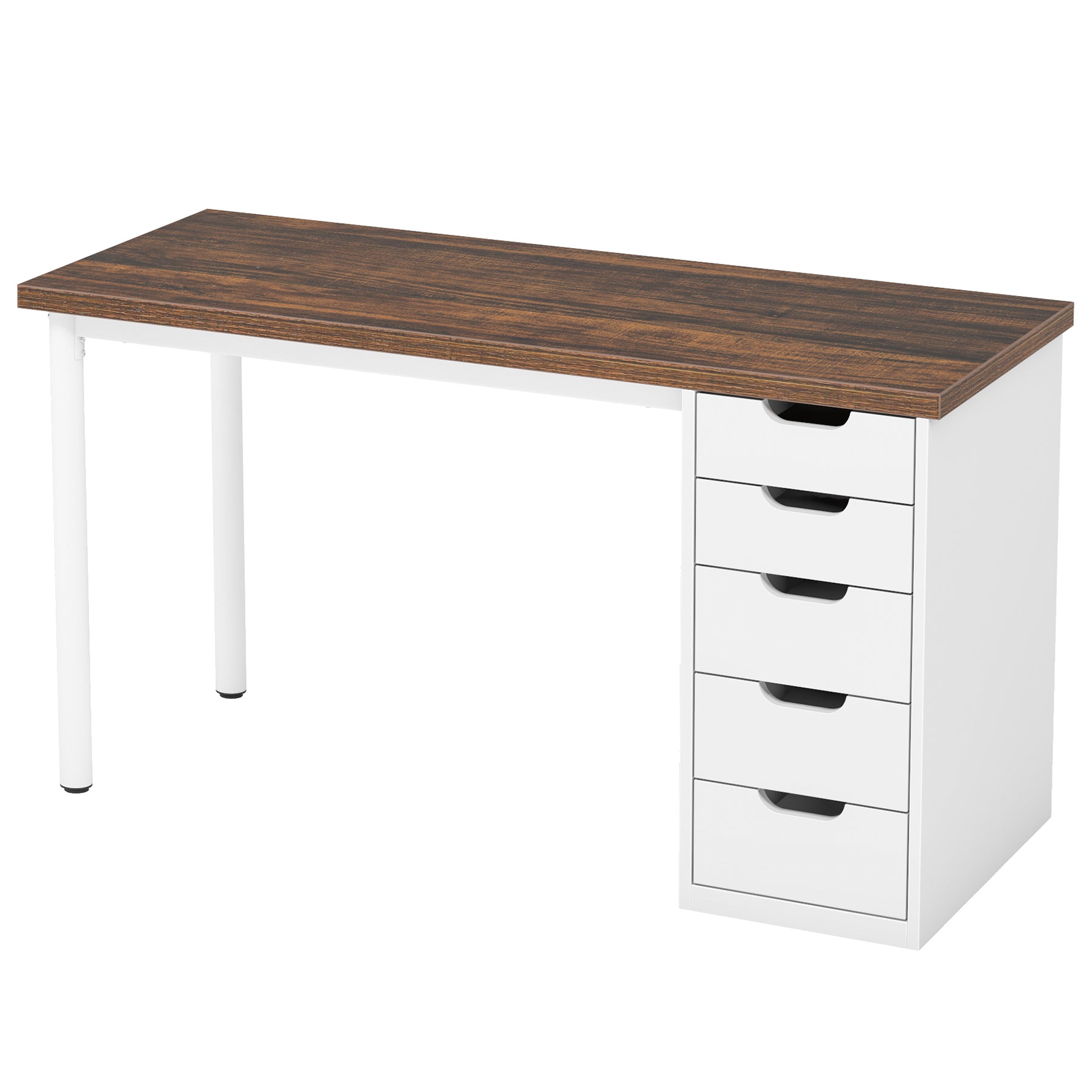 47" Computer Desk with 5 Drawers, Modern Study Table Writing Desk