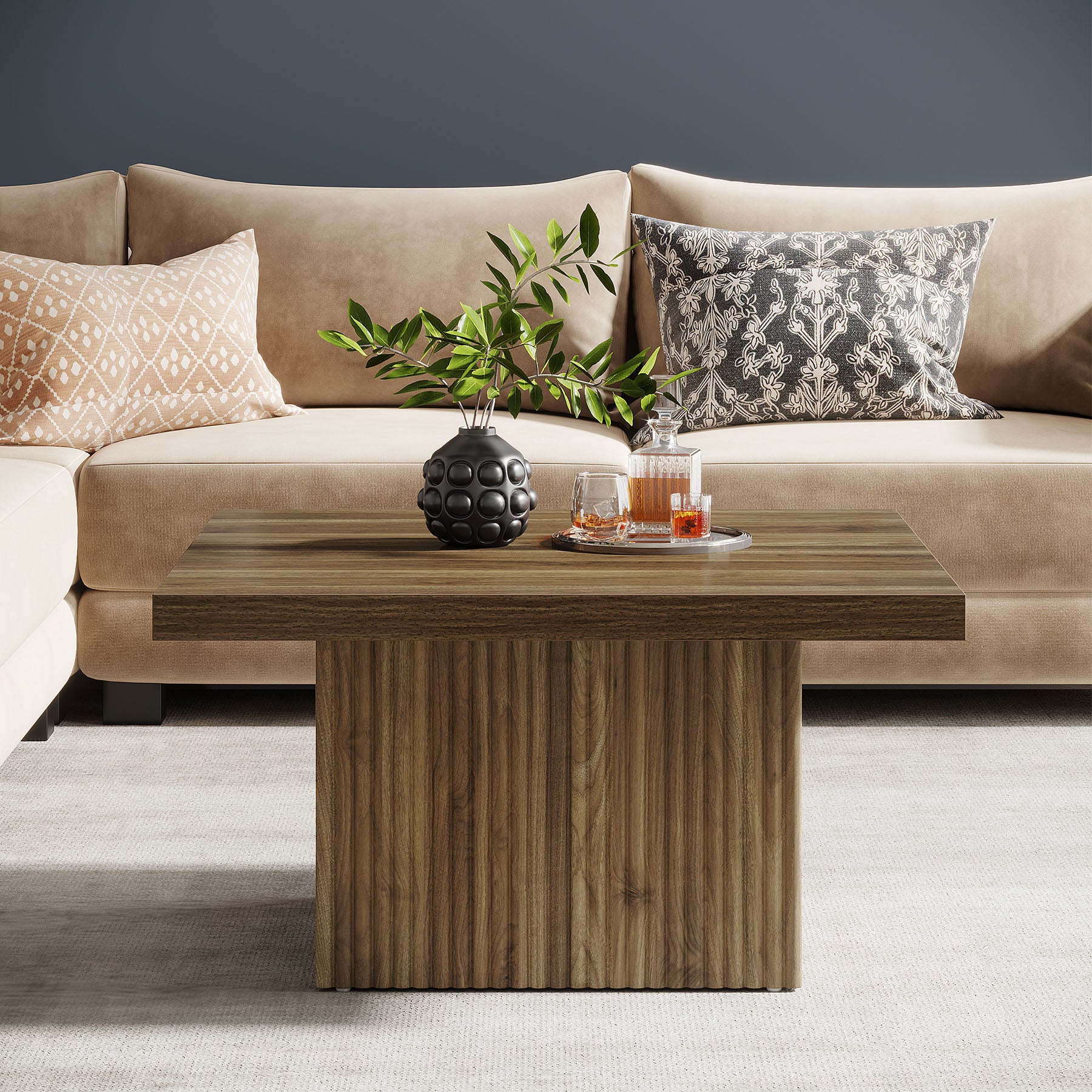 Square Coffee Table, 31.5-Inch Wood Center Table Cocktail Table