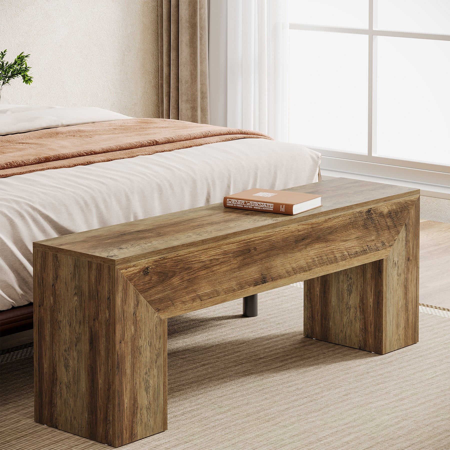 47" Entryway Bench, Farmhouse Dining Bench End of Bed Bench