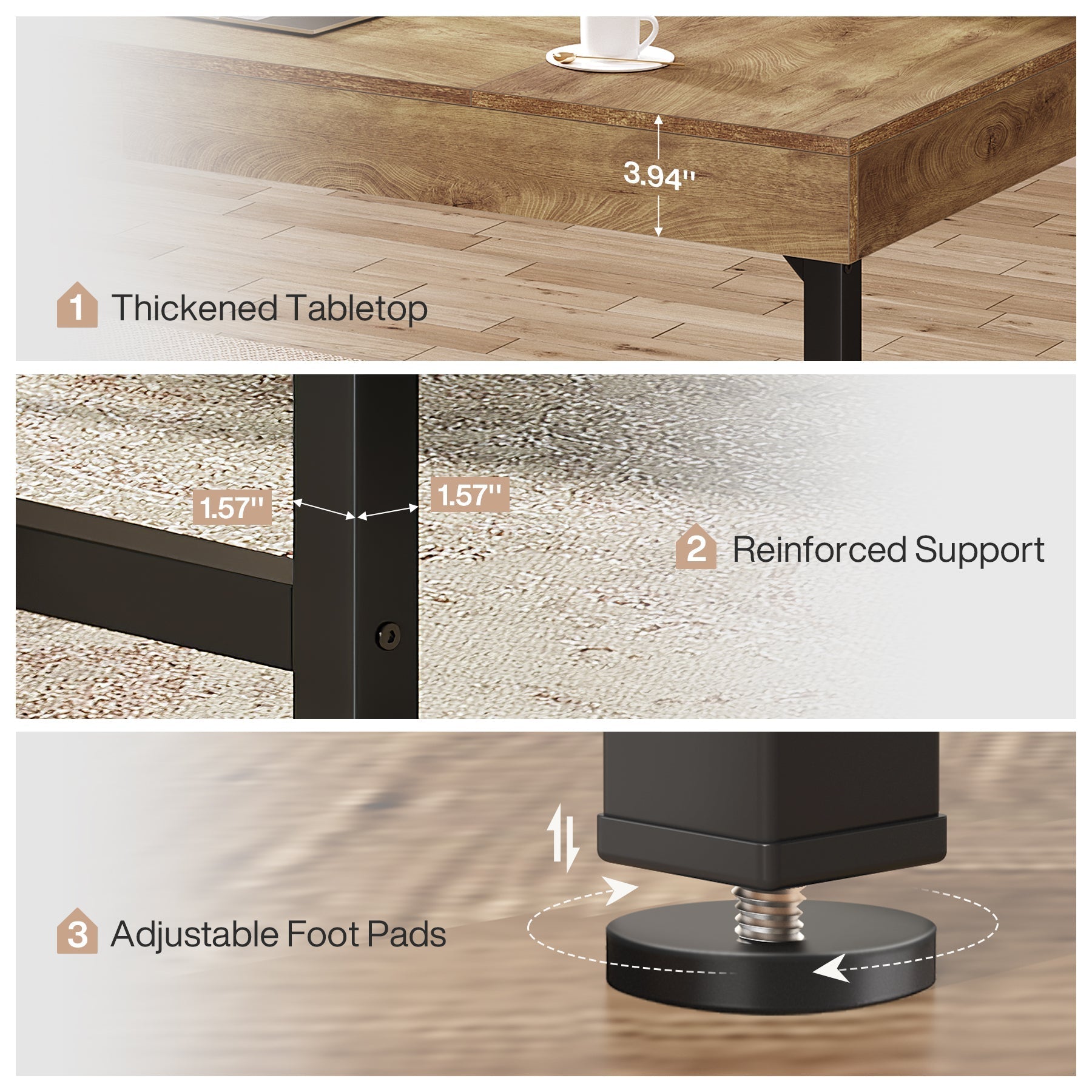 55" Executive Desk, Simple Computer Desk for Home Office Tribesigns