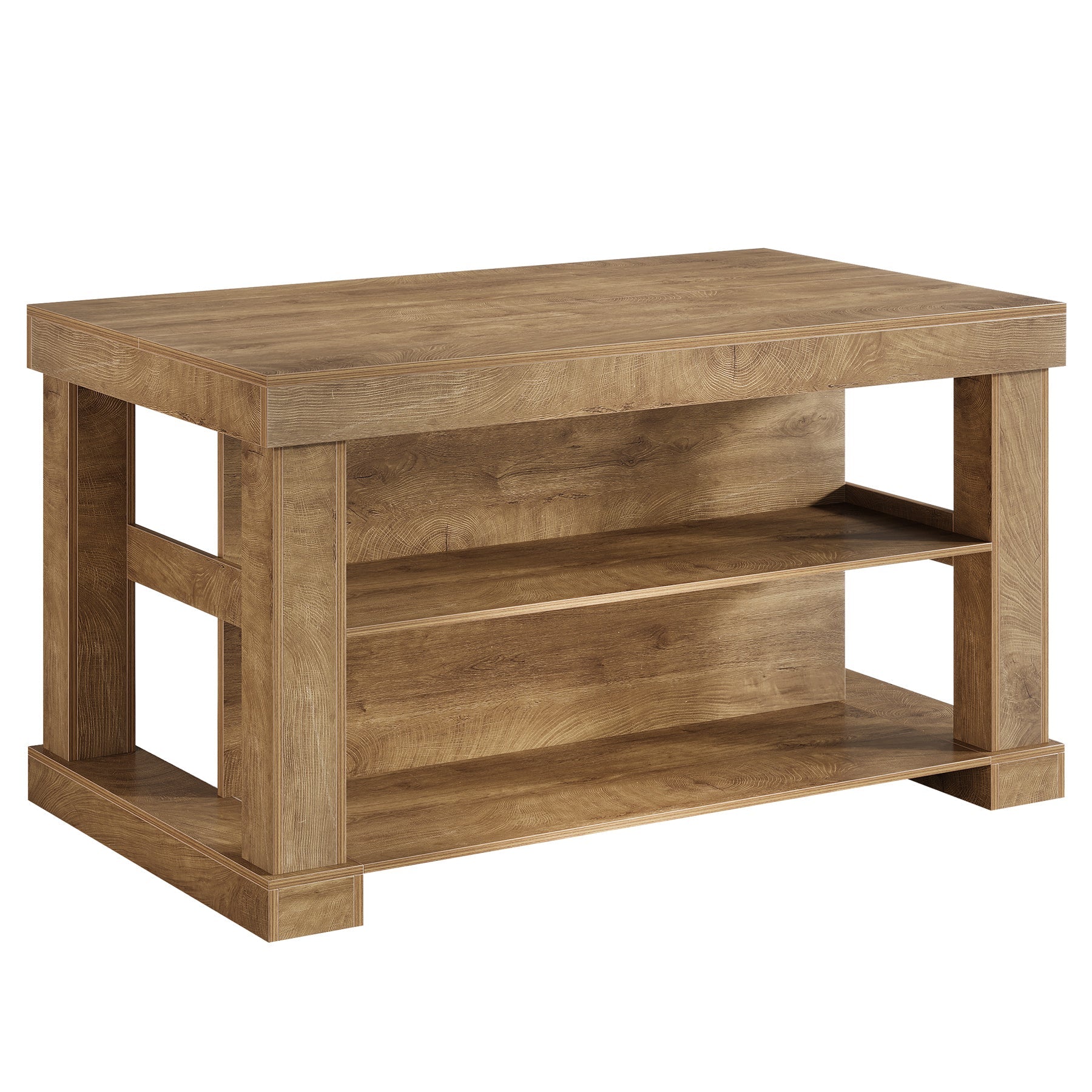 55" Home Bar Unit, 3 - Tier Pub Table Liquor Cabinet with Storage Shelves Tribesigns