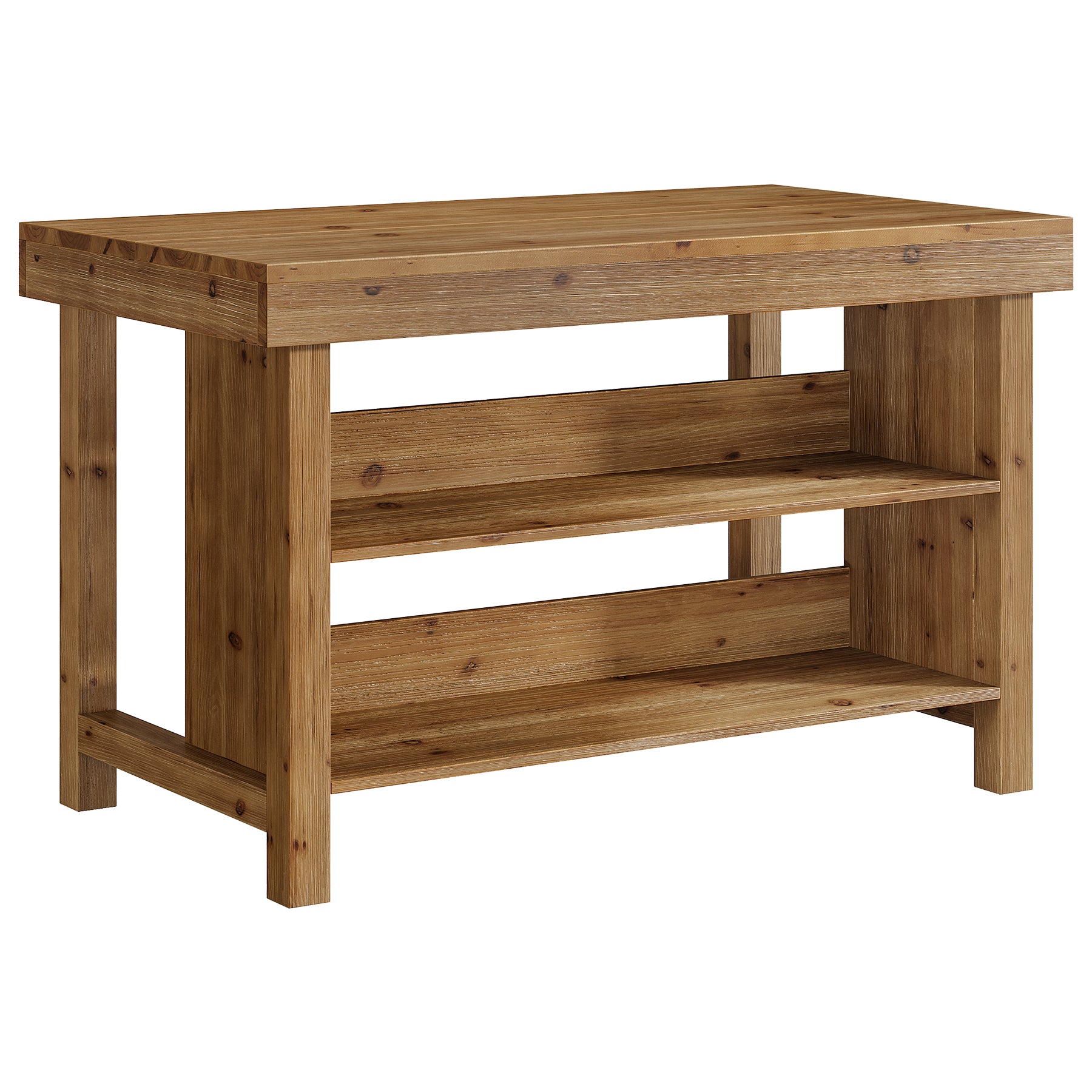 55" Wood Kitchen Island, 3-Tier Farmhouse Counter Height Coffee Bar