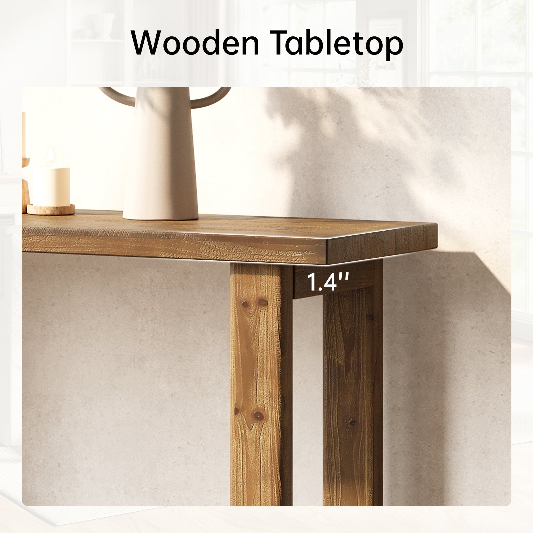 Solid Wood Console Table, 70.9" Sofa Table Behind Couch for Entryway