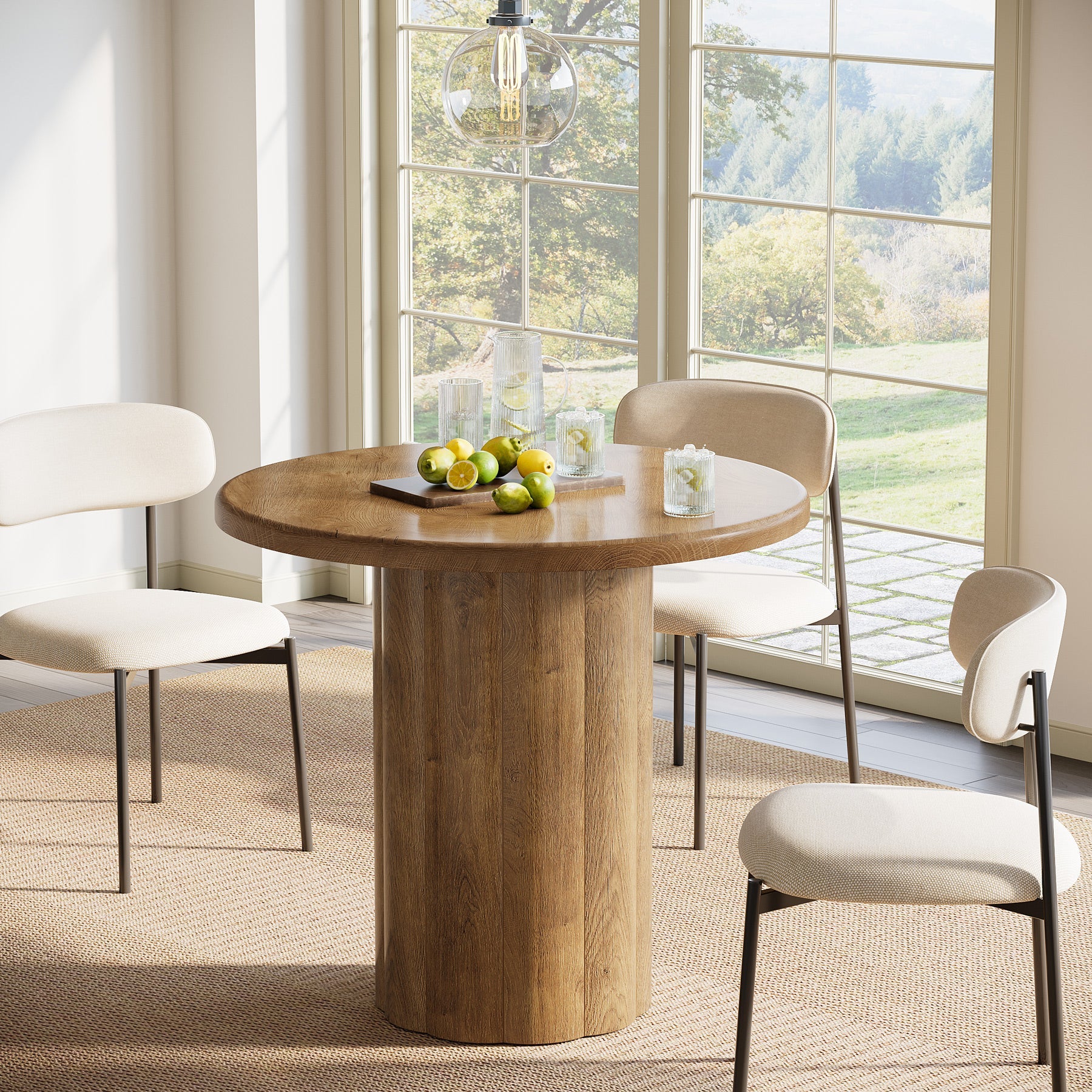 31.5" Dining Table, Small Round Kitchen Table with Sturdy Base for 2-4