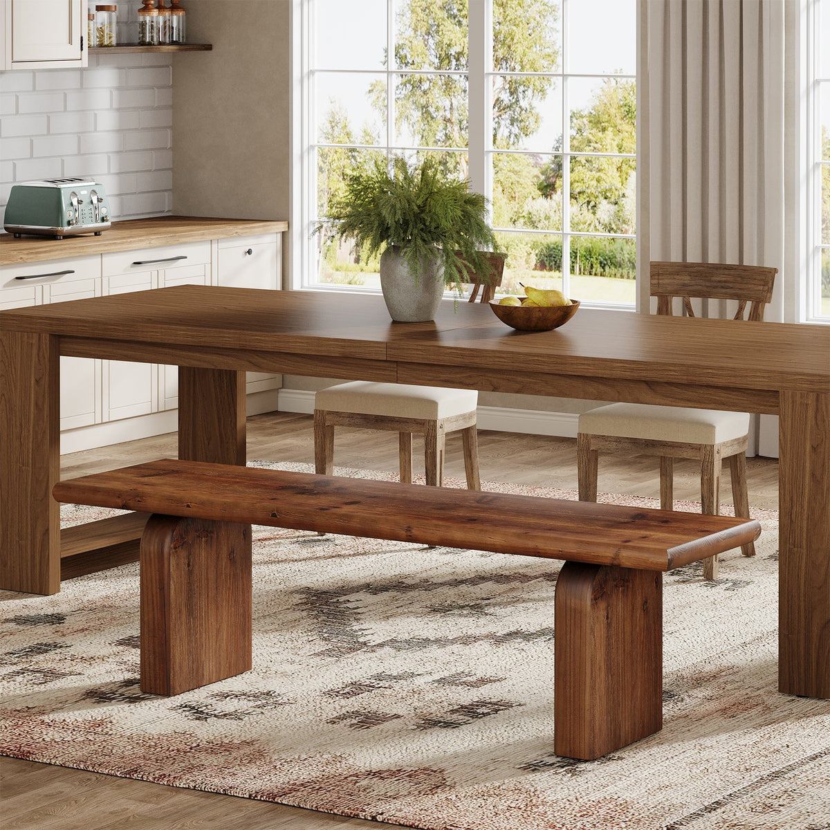 62.99" Solid Wood Entryway Bench, Farmhouse Indoor End of Bed Bench