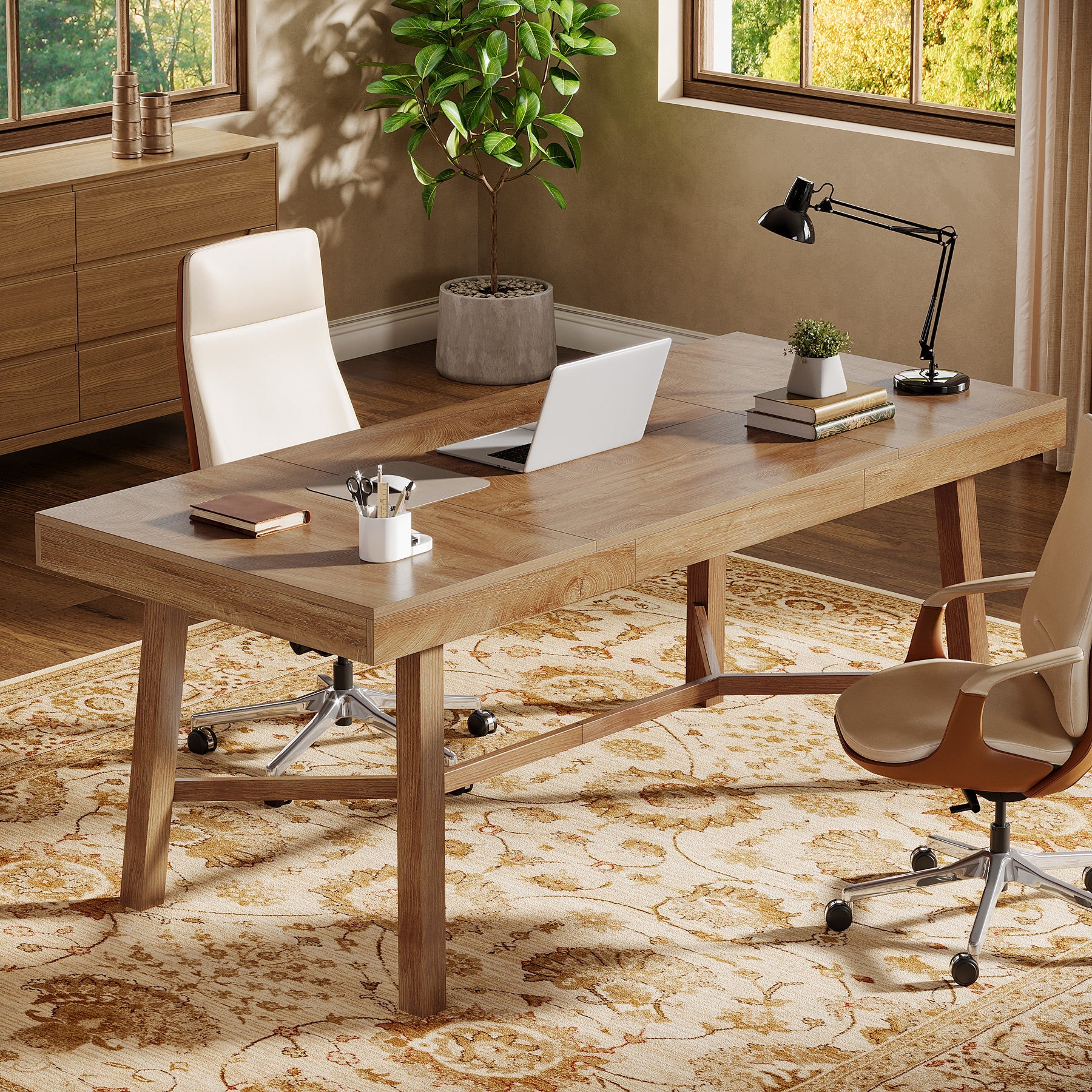 71" Executive Desk, Farmhouse Office Computer Desk with Sturdy Leg