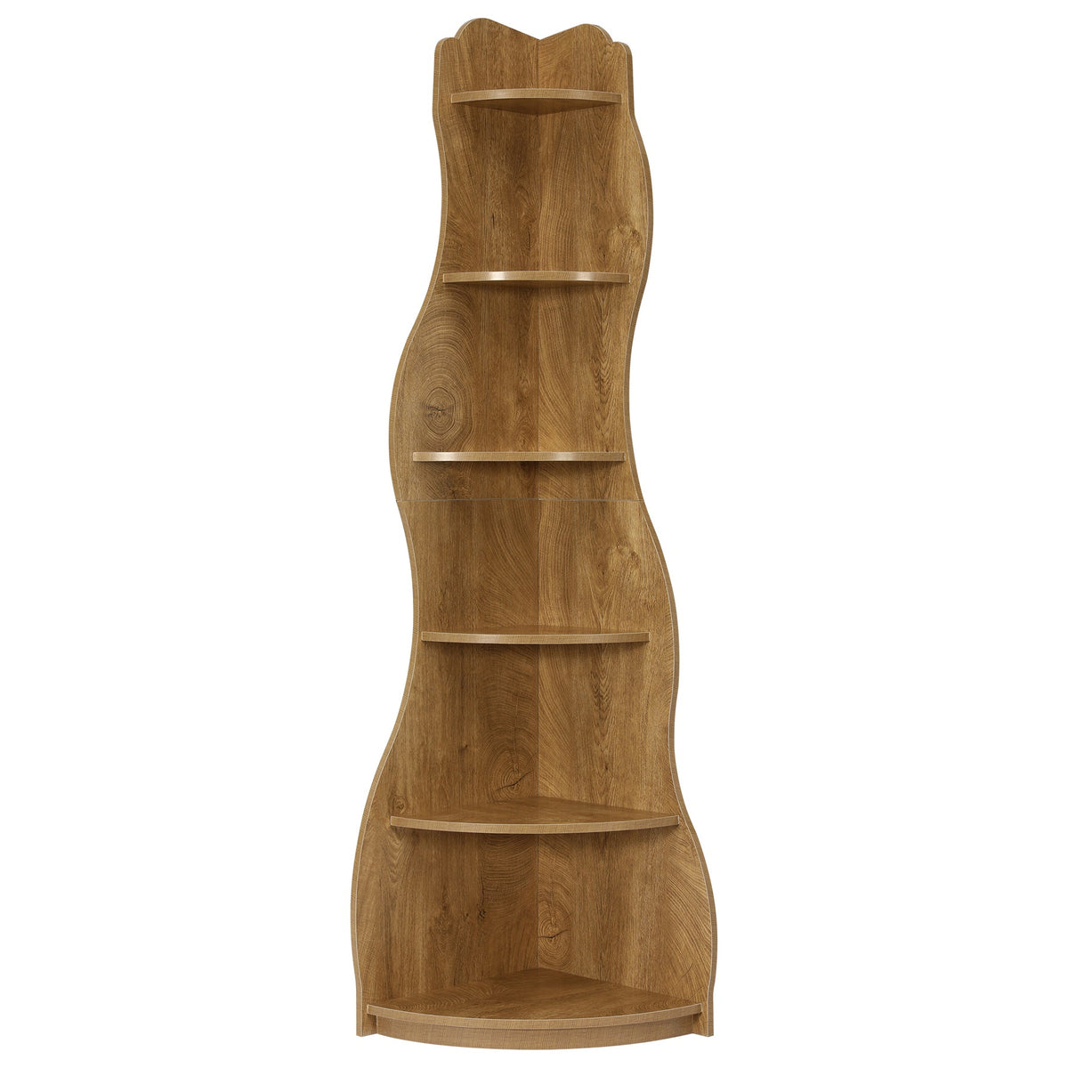 6-Tier Corner Shelf Stand, Tall Bookshelf with Curvy Shape for Living Room