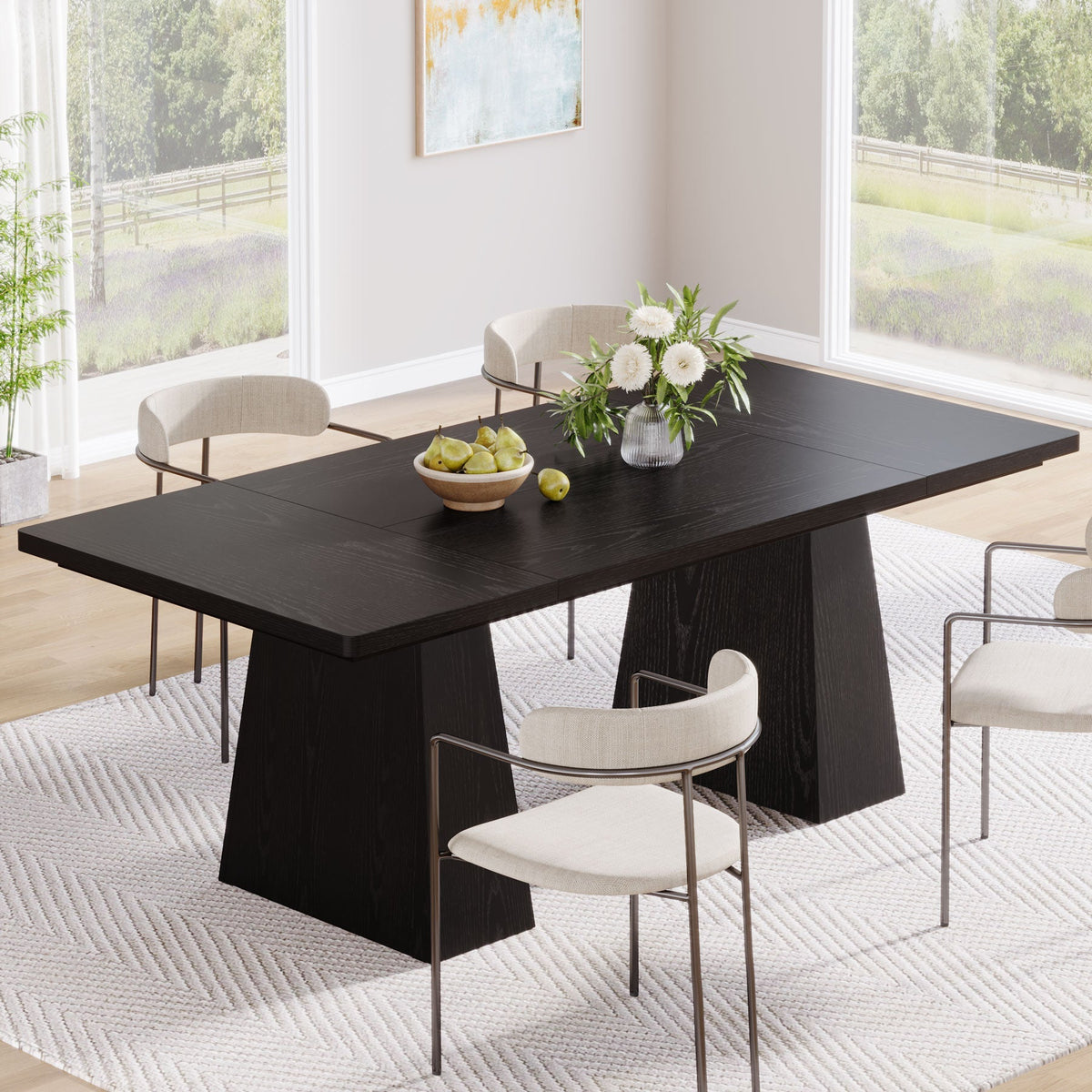 Tribesigns 63" Dining Table, Farmhouse Wood Kitchen Table for 6 People ...