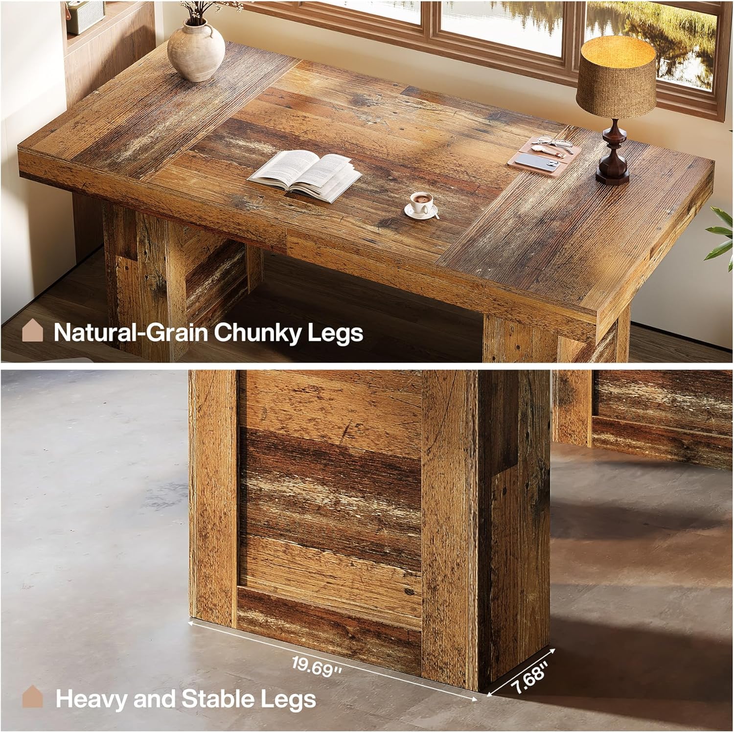 63" Executive Desk, Large Wooden Office Computer Desk with Heavy Duty Legs Tribesigns