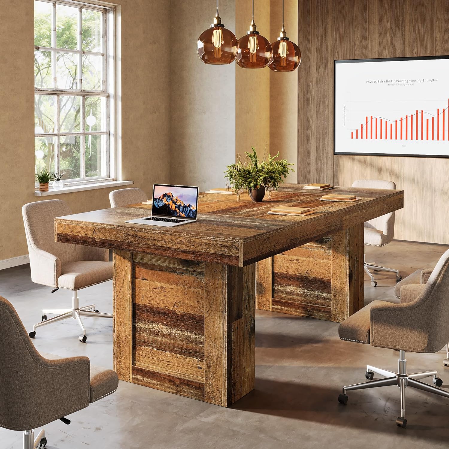 63" Executive Desk, Large Wooden Office Computer Desk with Heavy Duty Legs Tribesigns