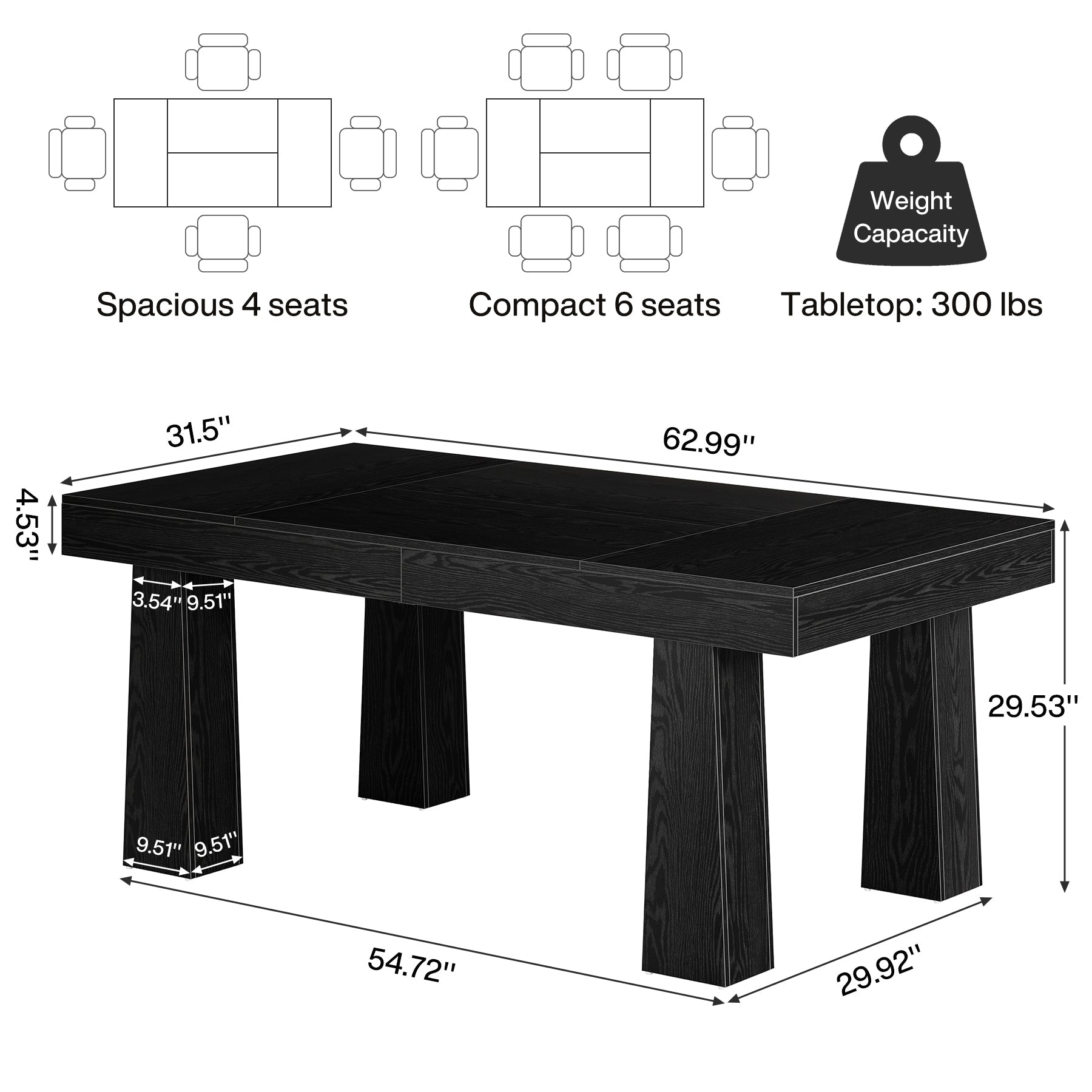 63" Executive Desk, Modern Home Office Desk Computer Desk Tribesigns