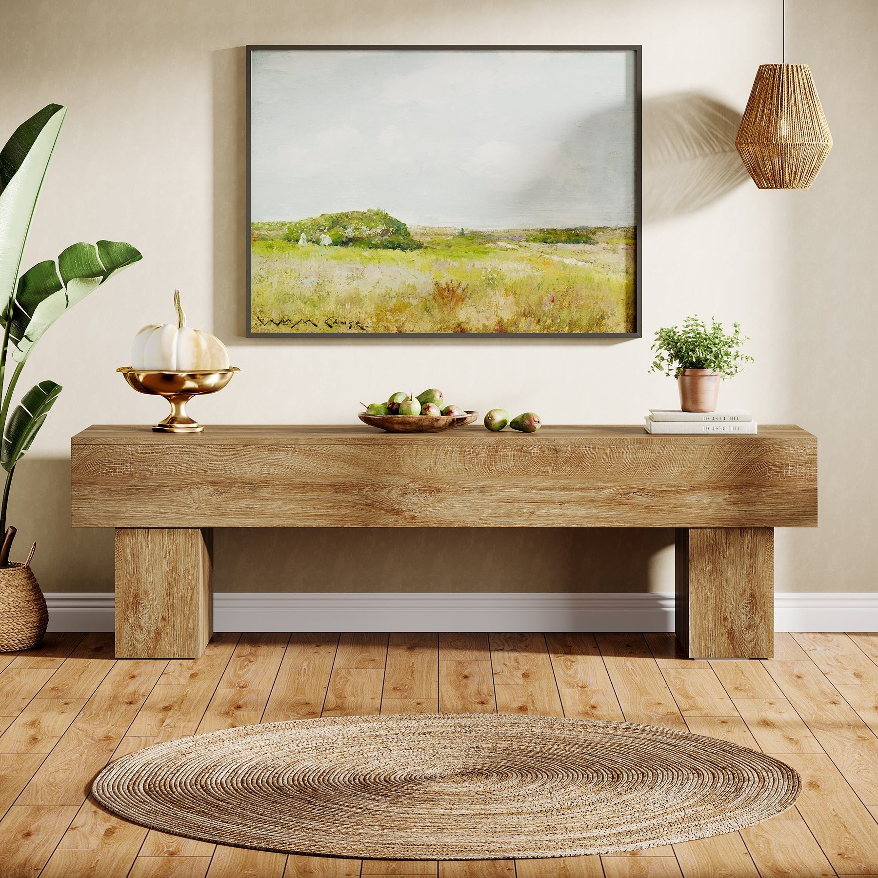 63" Farmhouse TV Stand, Media Console Table Entertainment Center Tribesigns