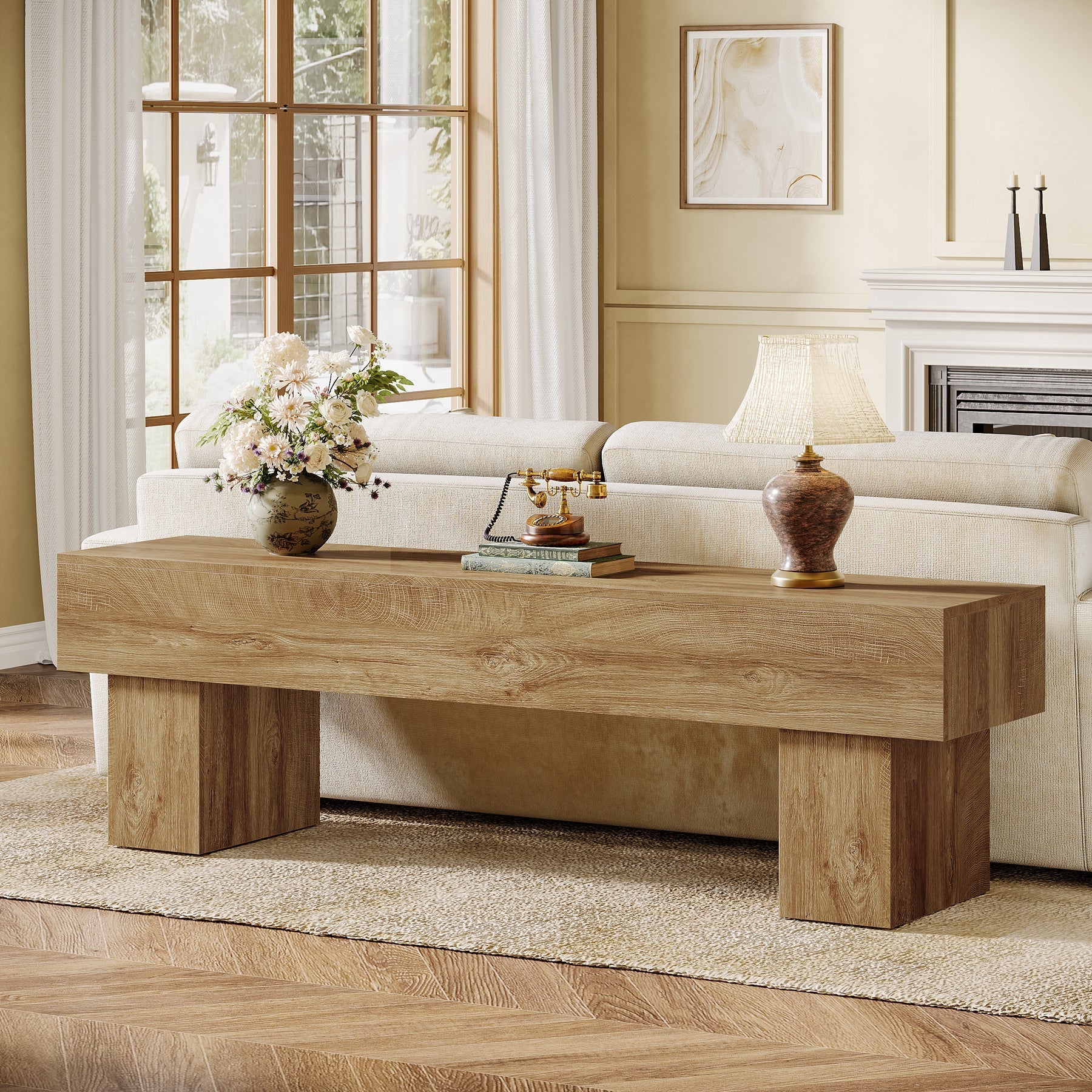 63" Farmhouse TV Stand, Media Console Table Entertainment Center Tribesigns