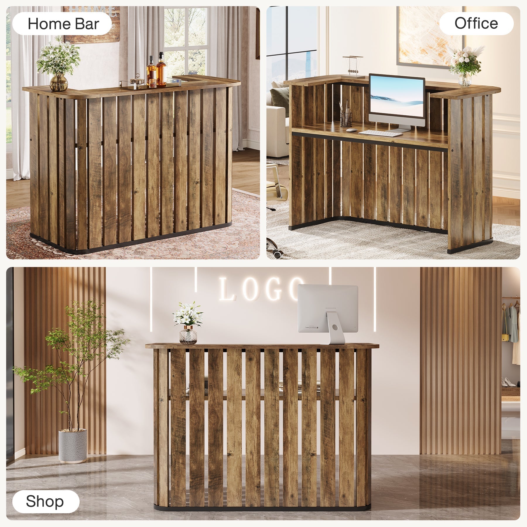 63" Reception Desk, U - Shaped Front Desk with Counter Tribesigns