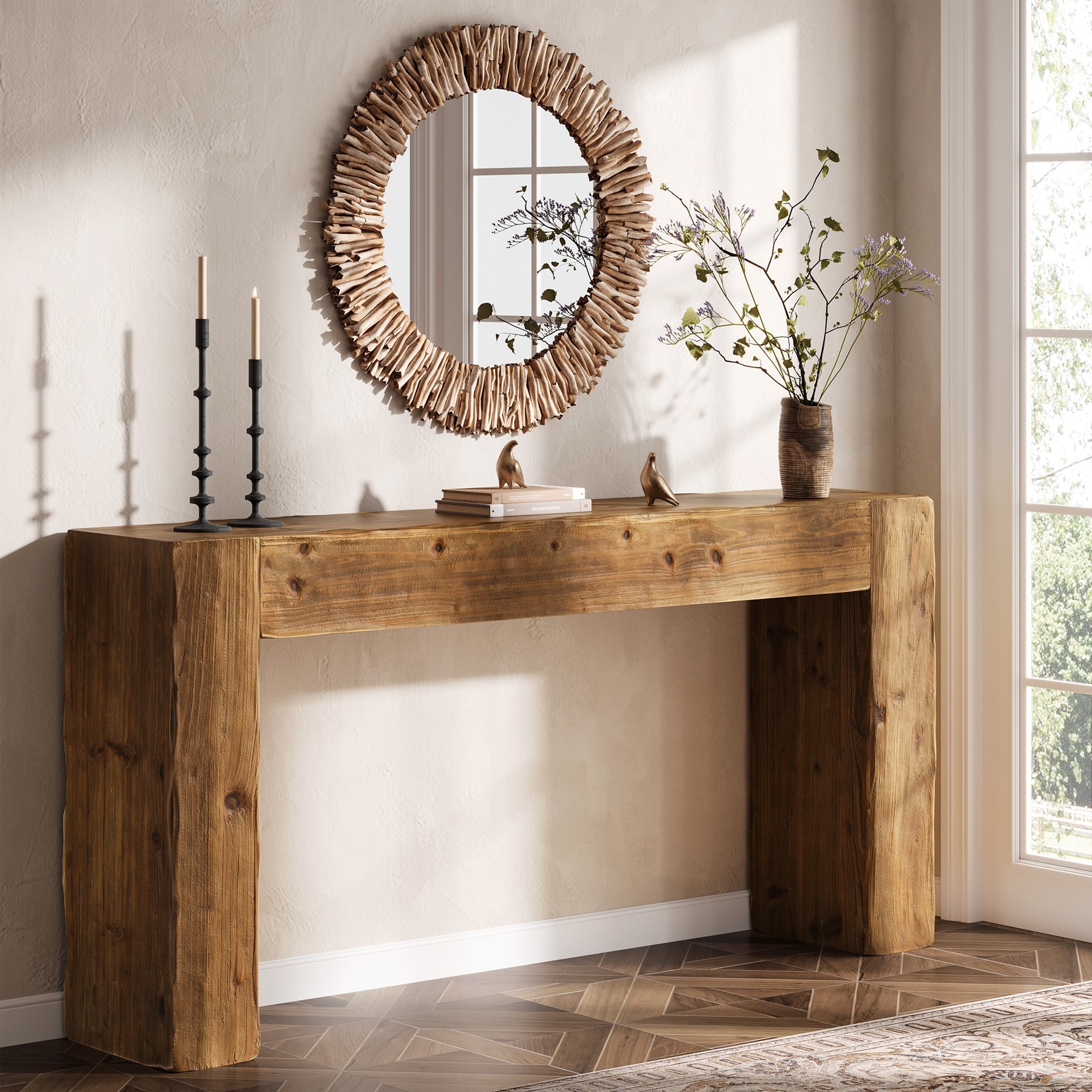 63" Wood Console Table, Farmhouse Sofa Table Entryway Table Tribesigns