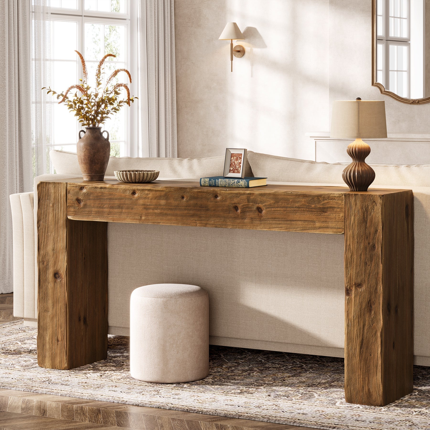 63" Wood Console Table, Farmhouse Sofa Table Entryway Table Tribesigns