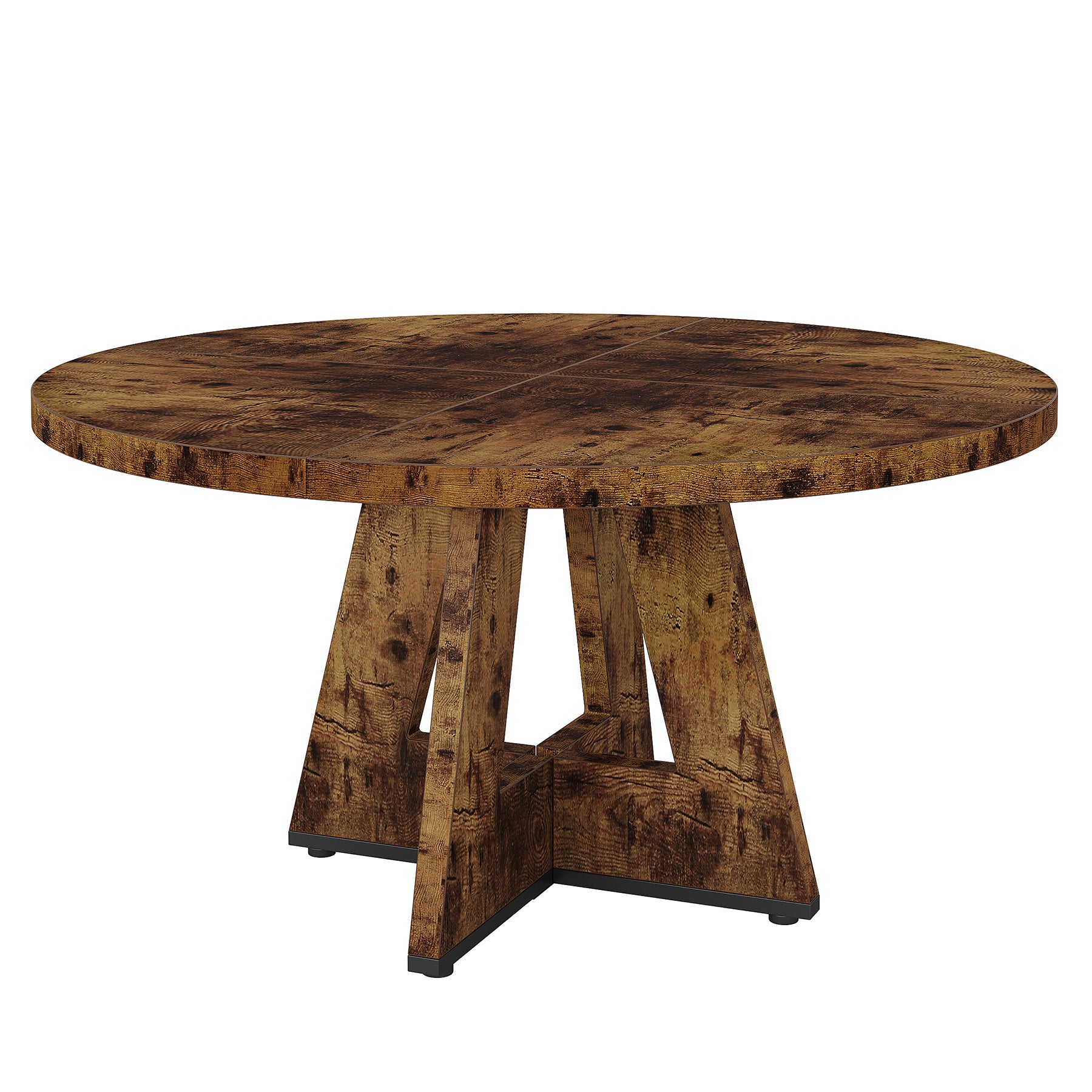 Round Dining Table for 4, 47" Wood Kitchen Table Farmhouse Dinner Table