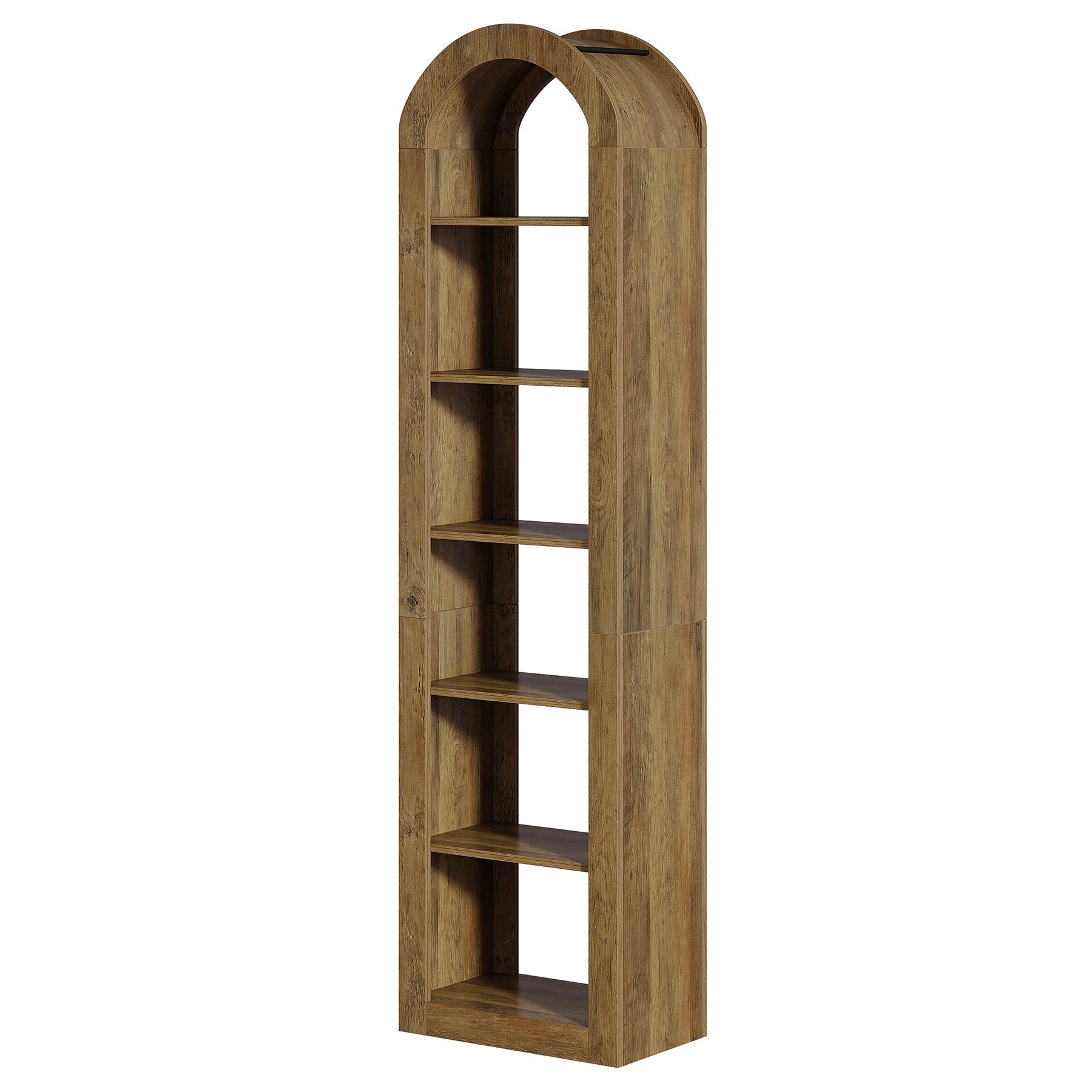 74.8" Arched Bookshelf, 6-Tier Narrow Open Bookcase Display Shelf