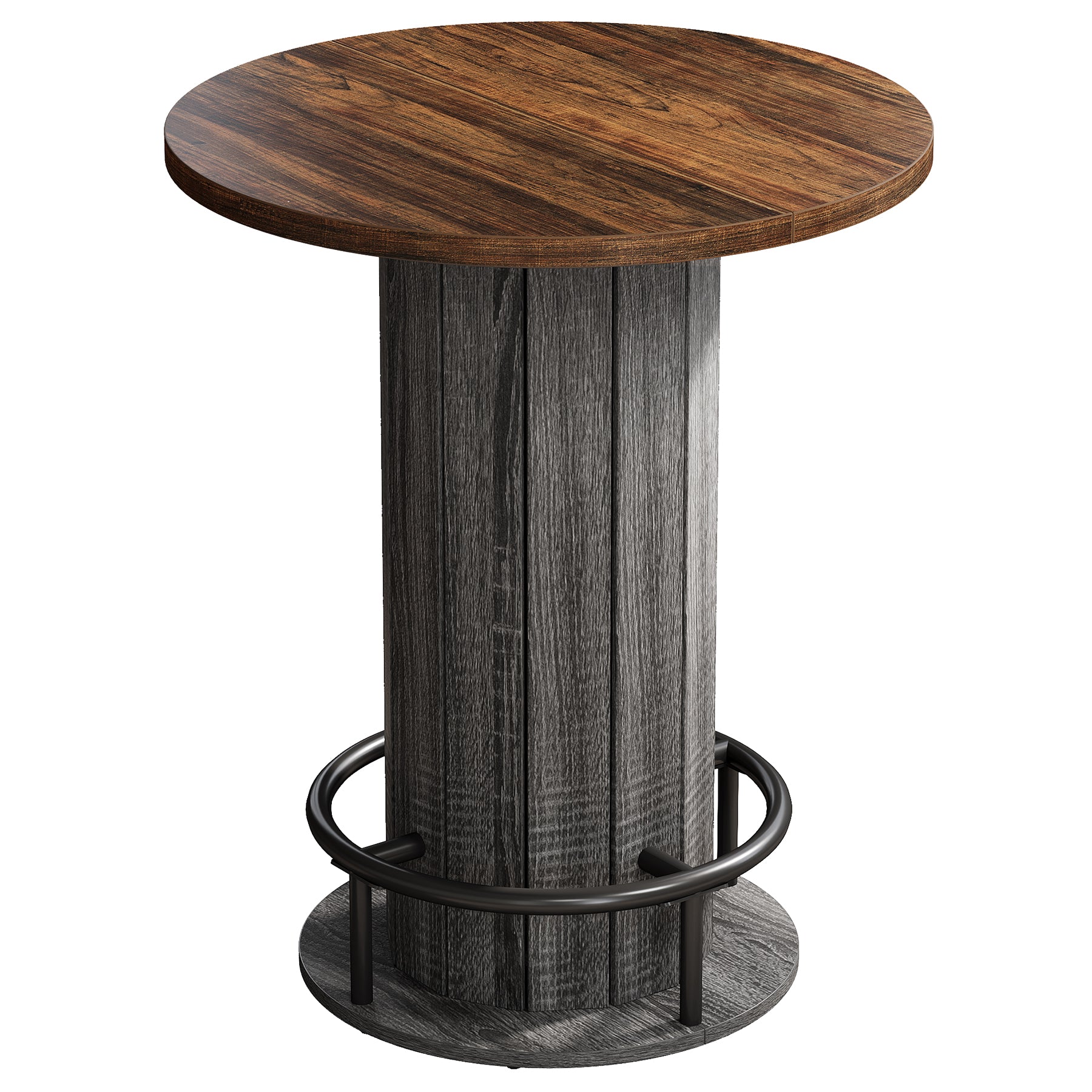 31" Bar Table, Round Bistro Pub Table with Footrest for Dining Coffee Cocktail