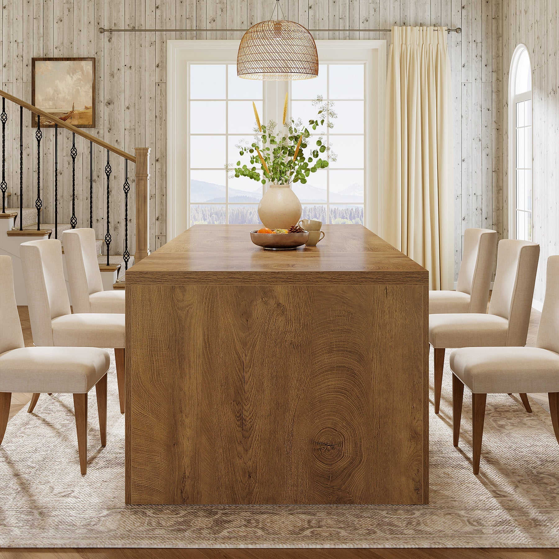 70.87" Dining Table, Rectangular Kitchen Table with Sturdy Frame for 6-8