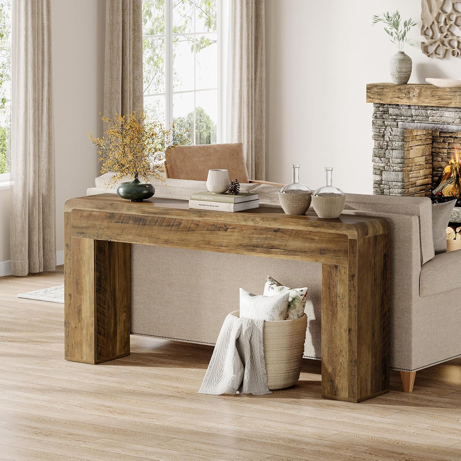 70.9" Console Table, Wooden Sofa Table Entryway Console Foyer Table Tribesigns