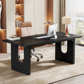 71" Executive Desk, Modern Computer Desk with Wood Double Pedestal Base Tribesigns 3