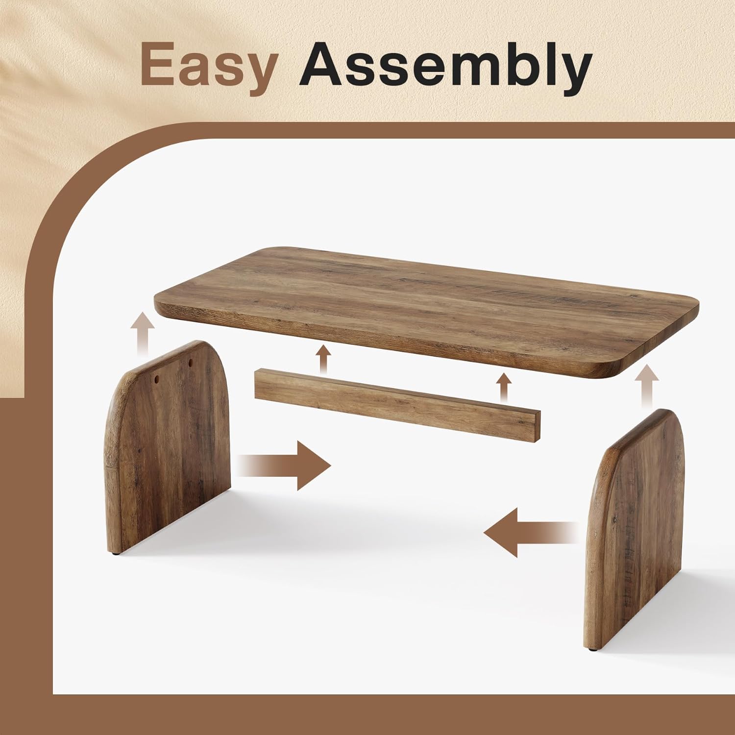 47" Coffee Table, Farmhouse Center Table Low Cocktail Tea Table