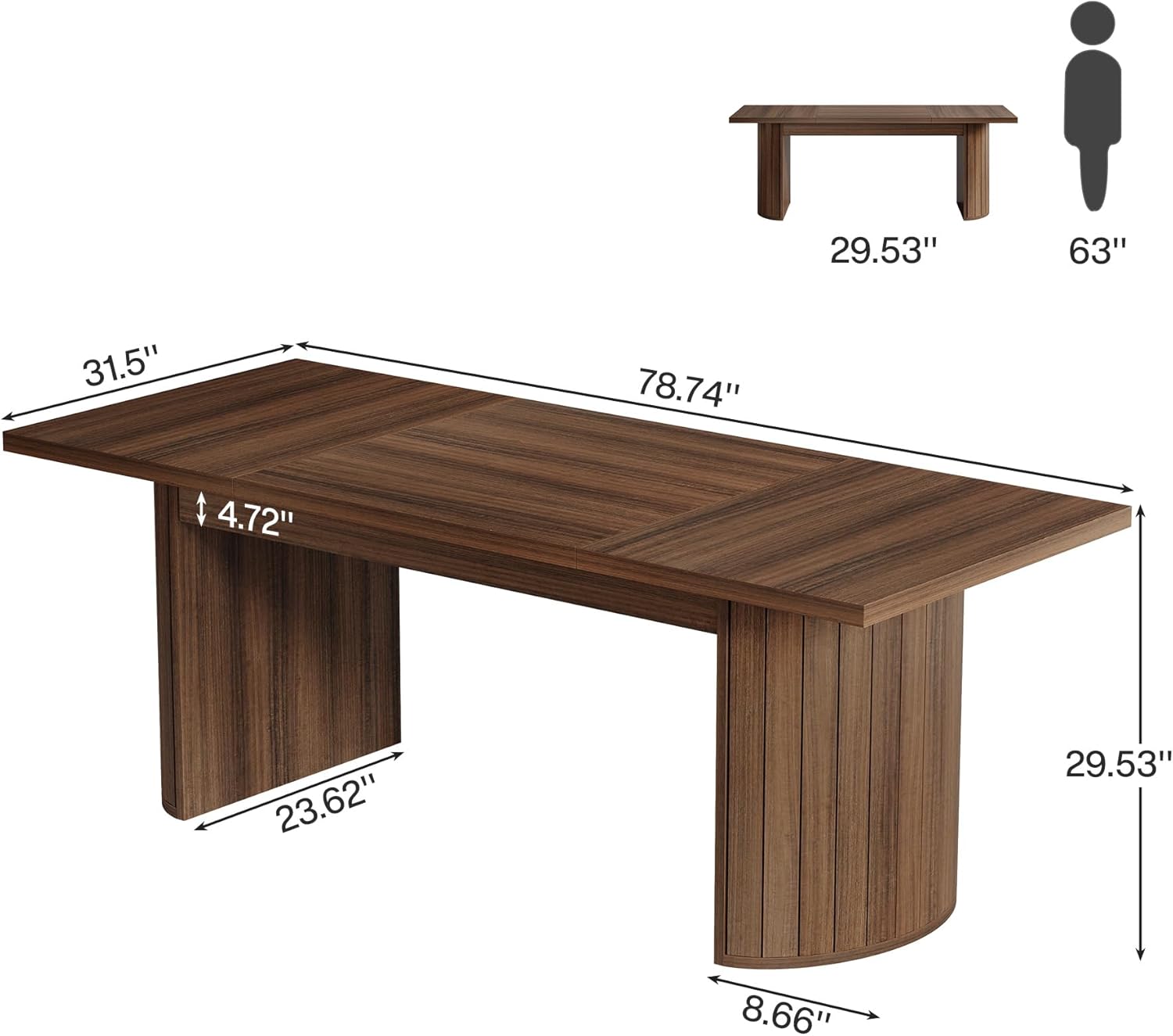 78.8" Executive Desk, Large Computer Office Desk with Double Pedestal